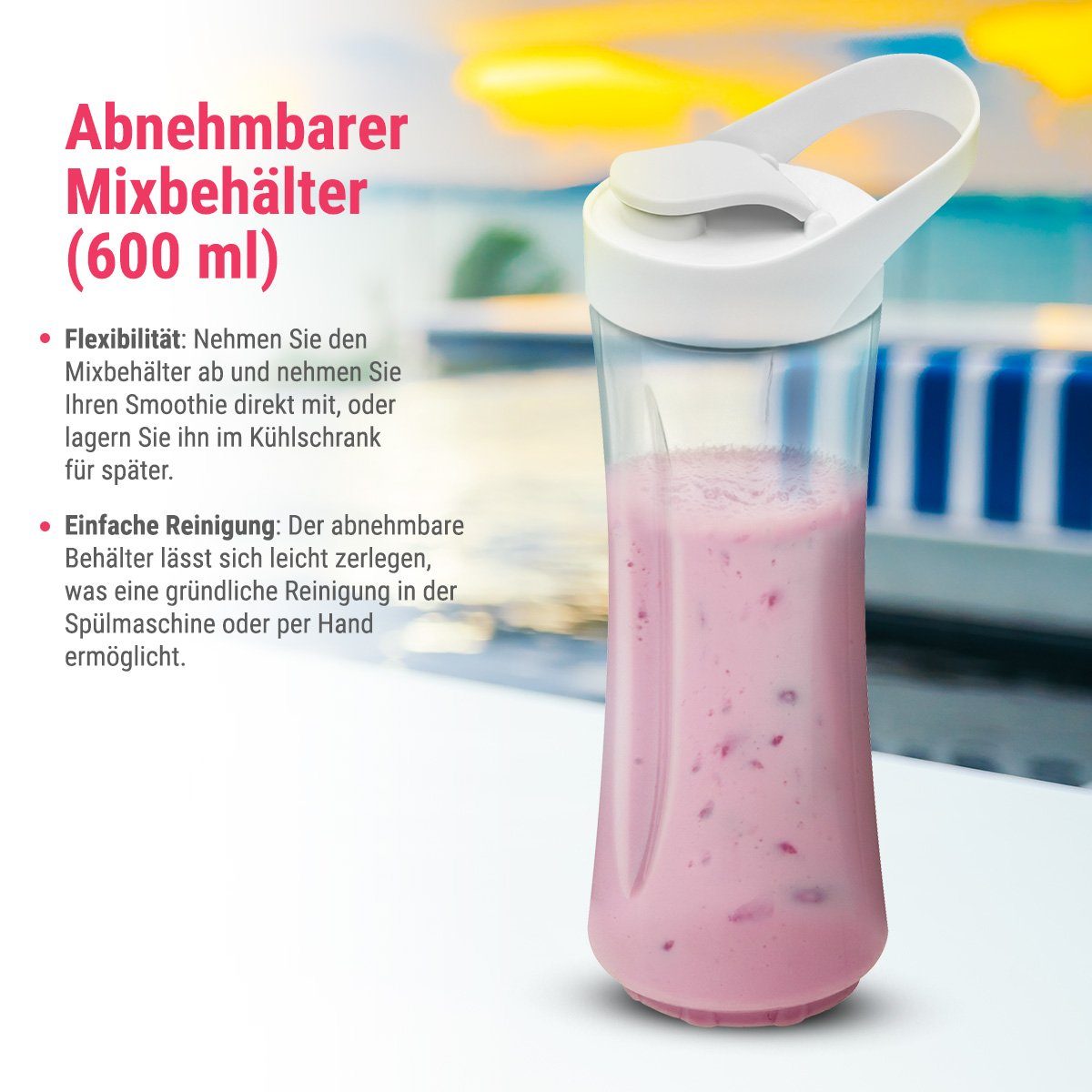 CLATRONIC Smoothie-Maker SM 3593, für Smoothies & Shakes, auch als Trinkbecher