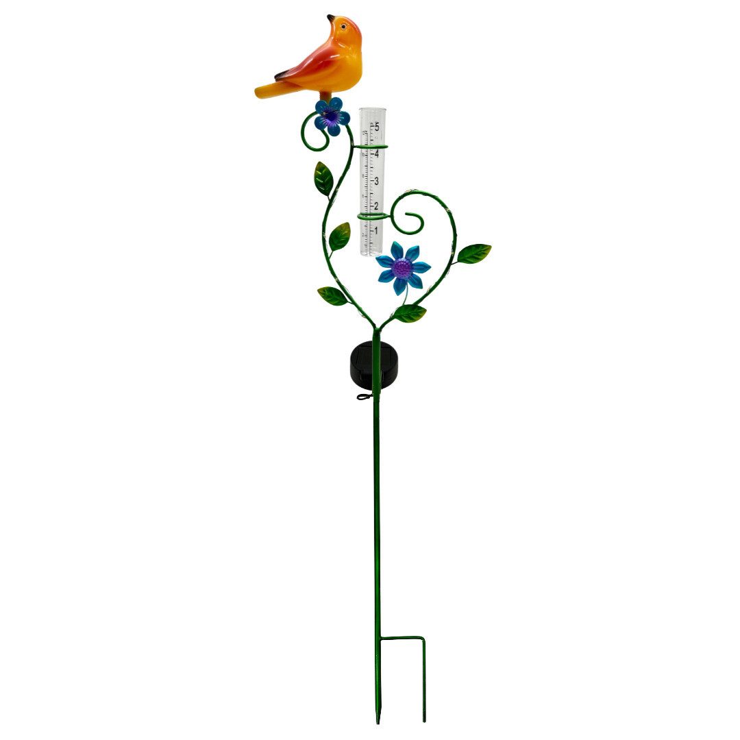 abc HOME Gartenstecker Vogel, LEDs, Solarpanel, Lichtsensor, 80 cm H Regenmesser
