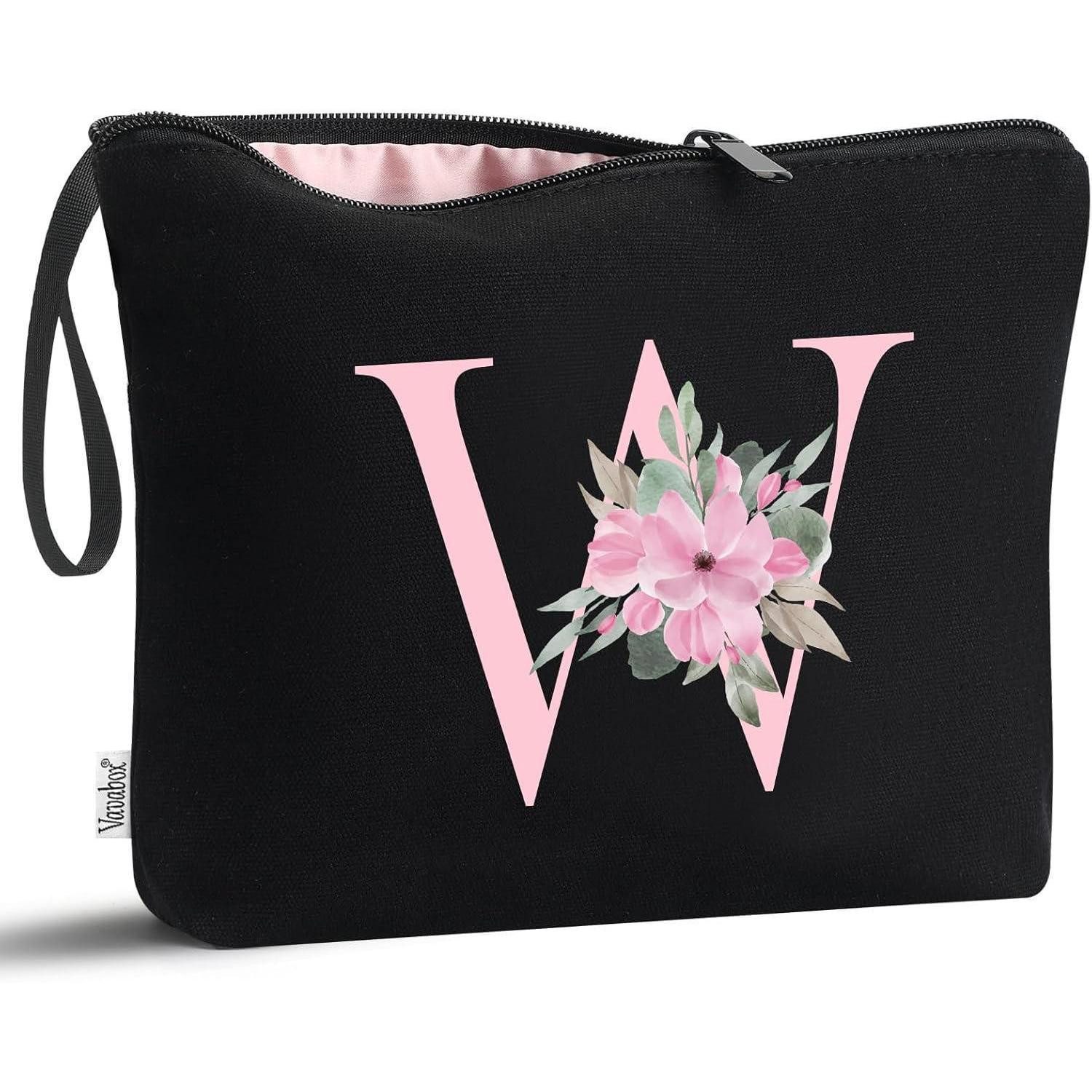 LuxusKollektion Kosmetiktasche Kosmetiktasche Personalisierte AZ Geschenk Frauen Mütter Schwarz W