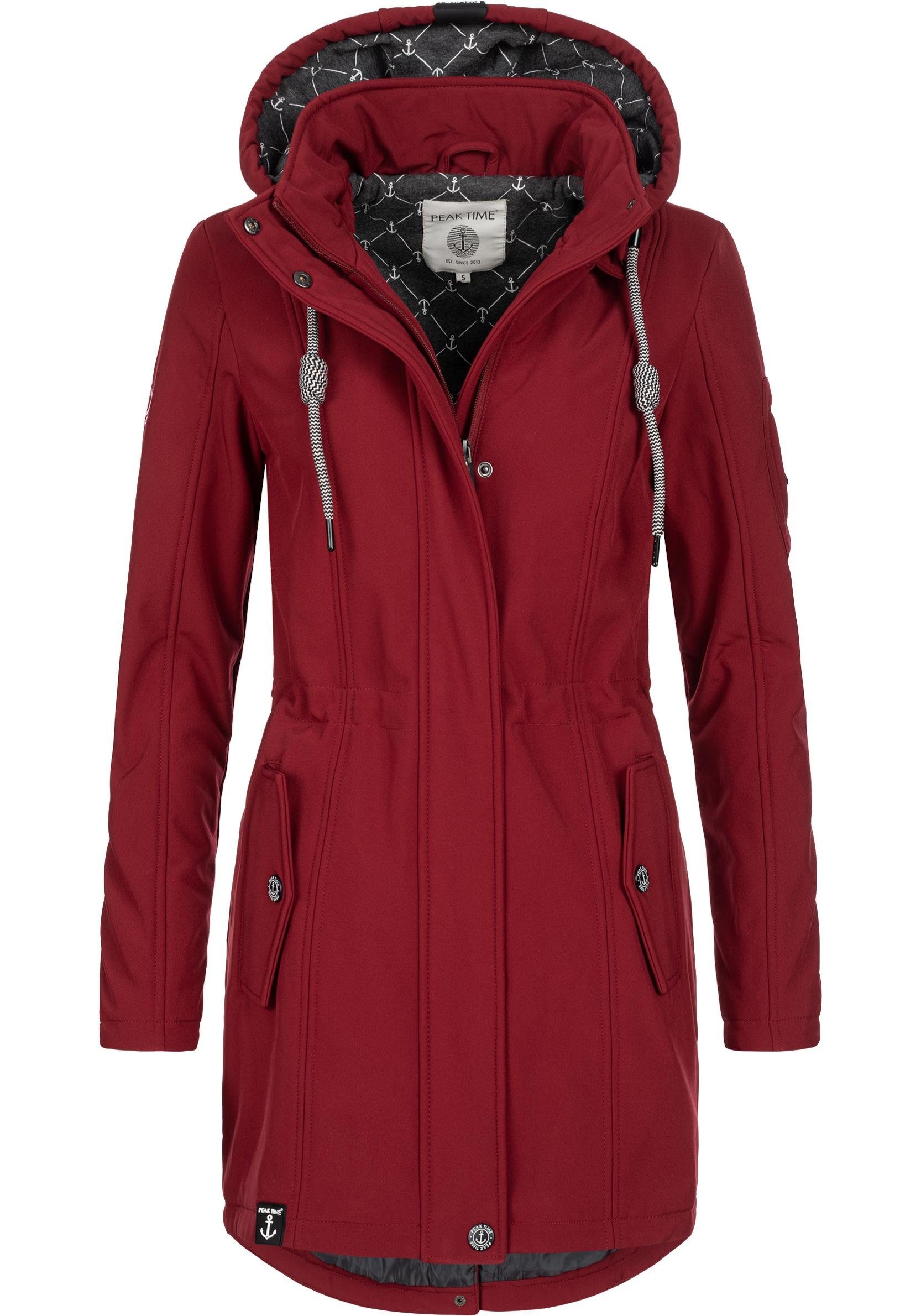 PEAK TIME Softshelljacke L60013 wasserabweisender Übergangs-Mantel mit abnehmbarer Kapuze