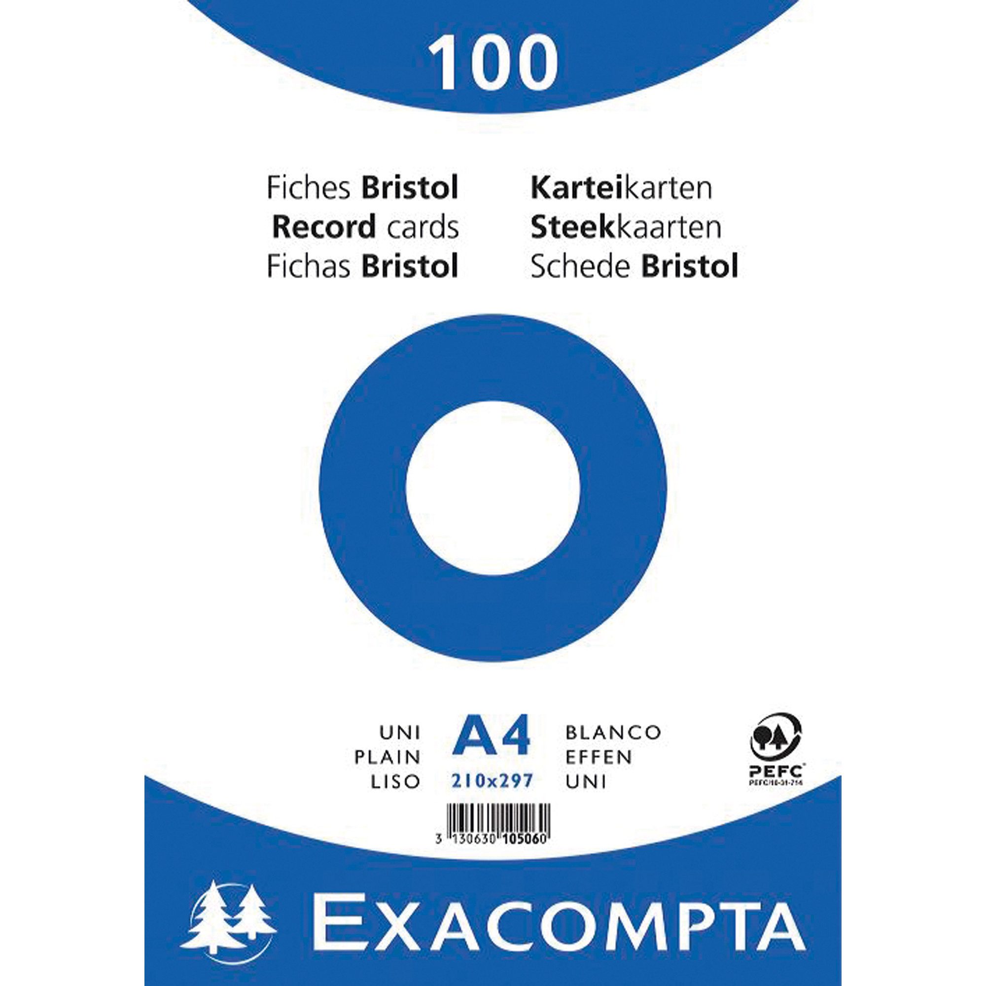 EXACOMPTA Karteikarten Karteikarte 10506E DIN A4 blanko weiß 100 Stück