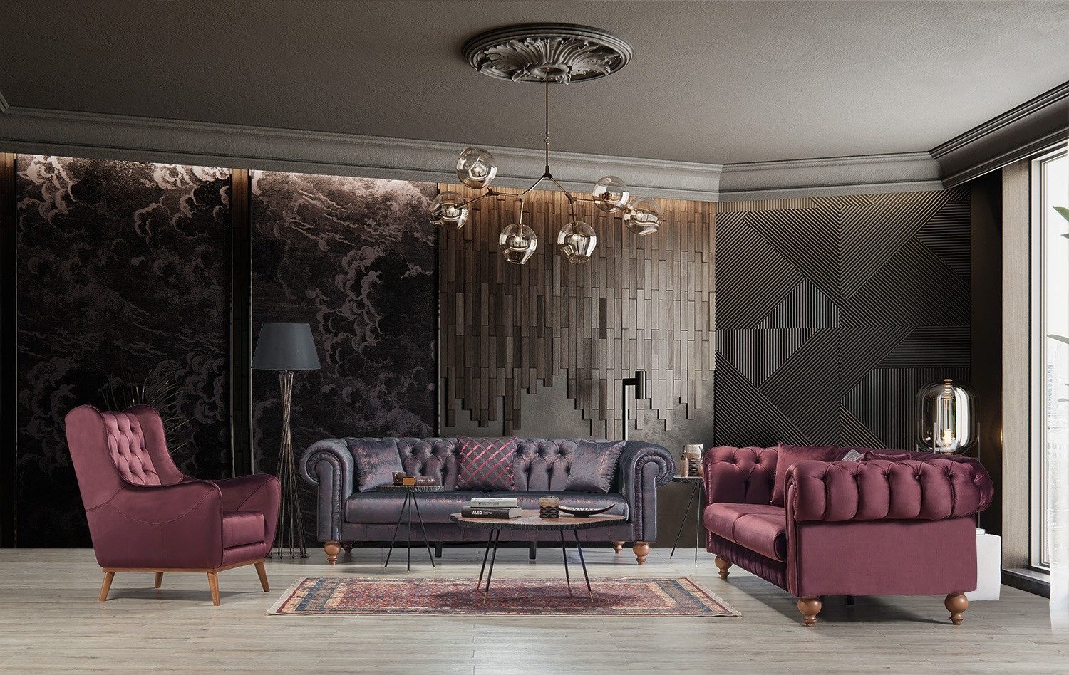 Viva Möbel Sofa ADEL, Luxuriöses Sofa-Set mit hochwertiger Verarbeitung.