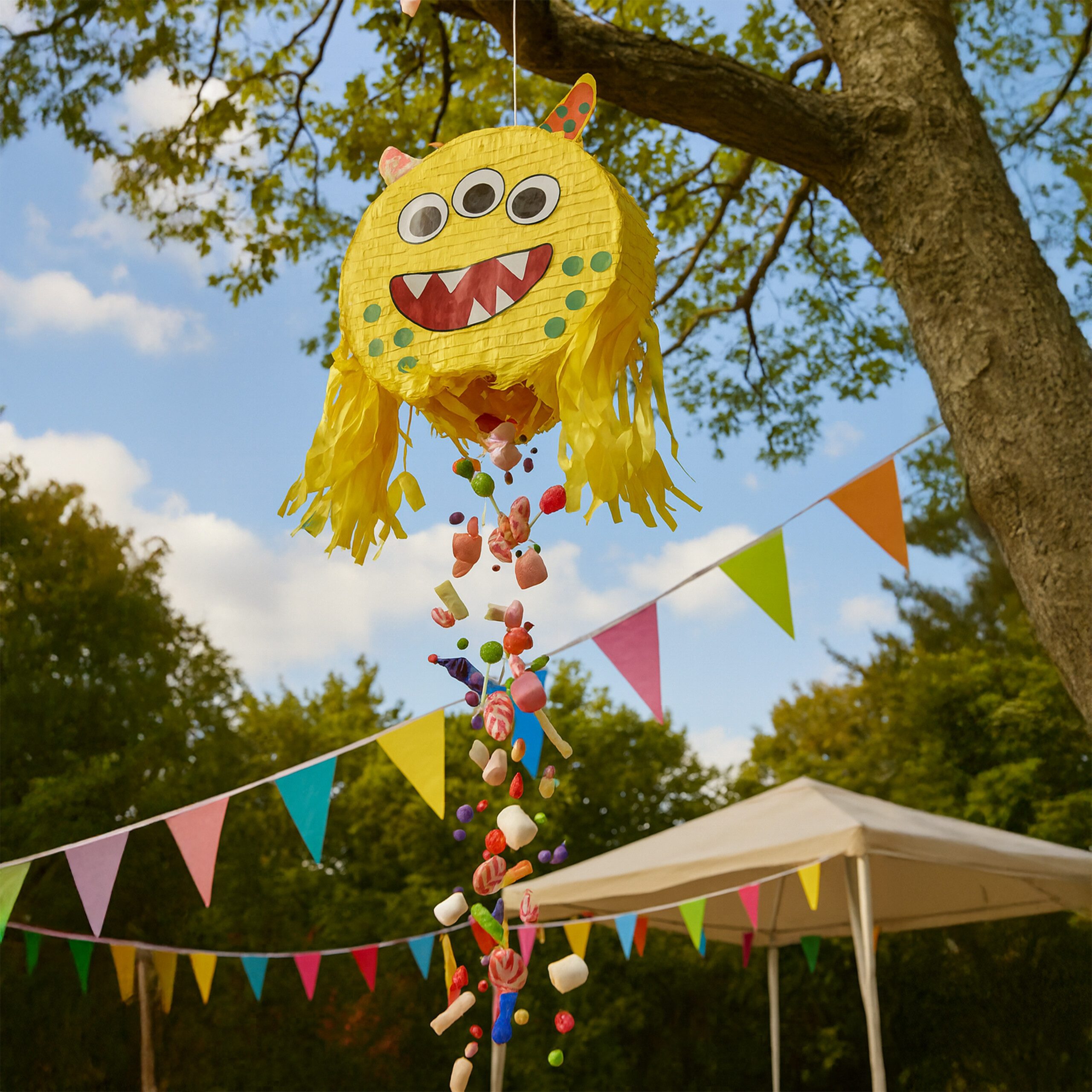 relaxdays Pinata Set Monster mit Stab und Maske