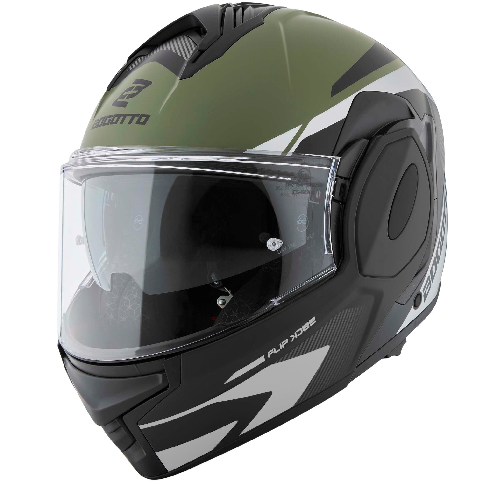 Bogotto Motorradhelm FS-X600 Atyr Klapphelm, vorbereitet für Kommunikationssystem,geeignet für Brillenträger,v