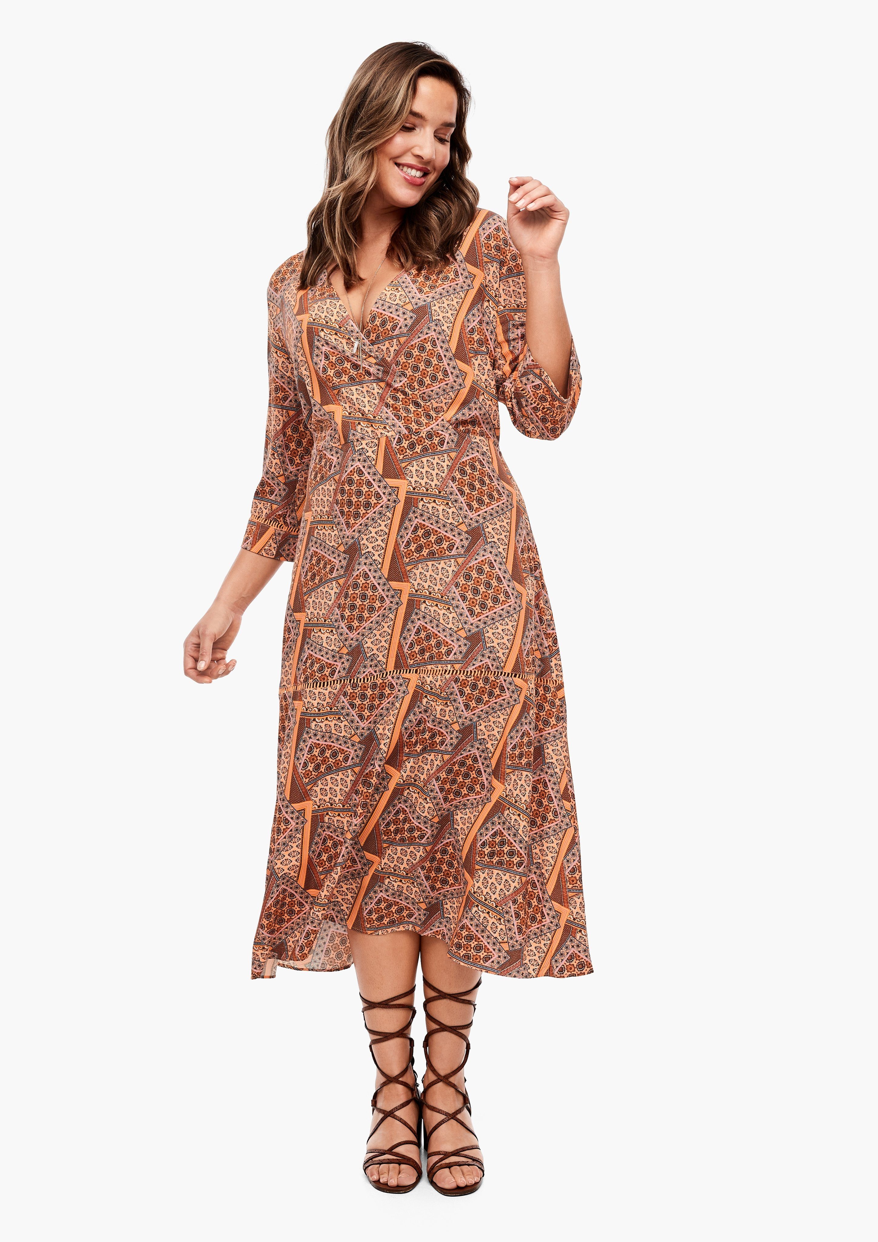 Damen Kleider TRIANGLE Maxikleid Stufenkleid mit Wickeleffekt Tape