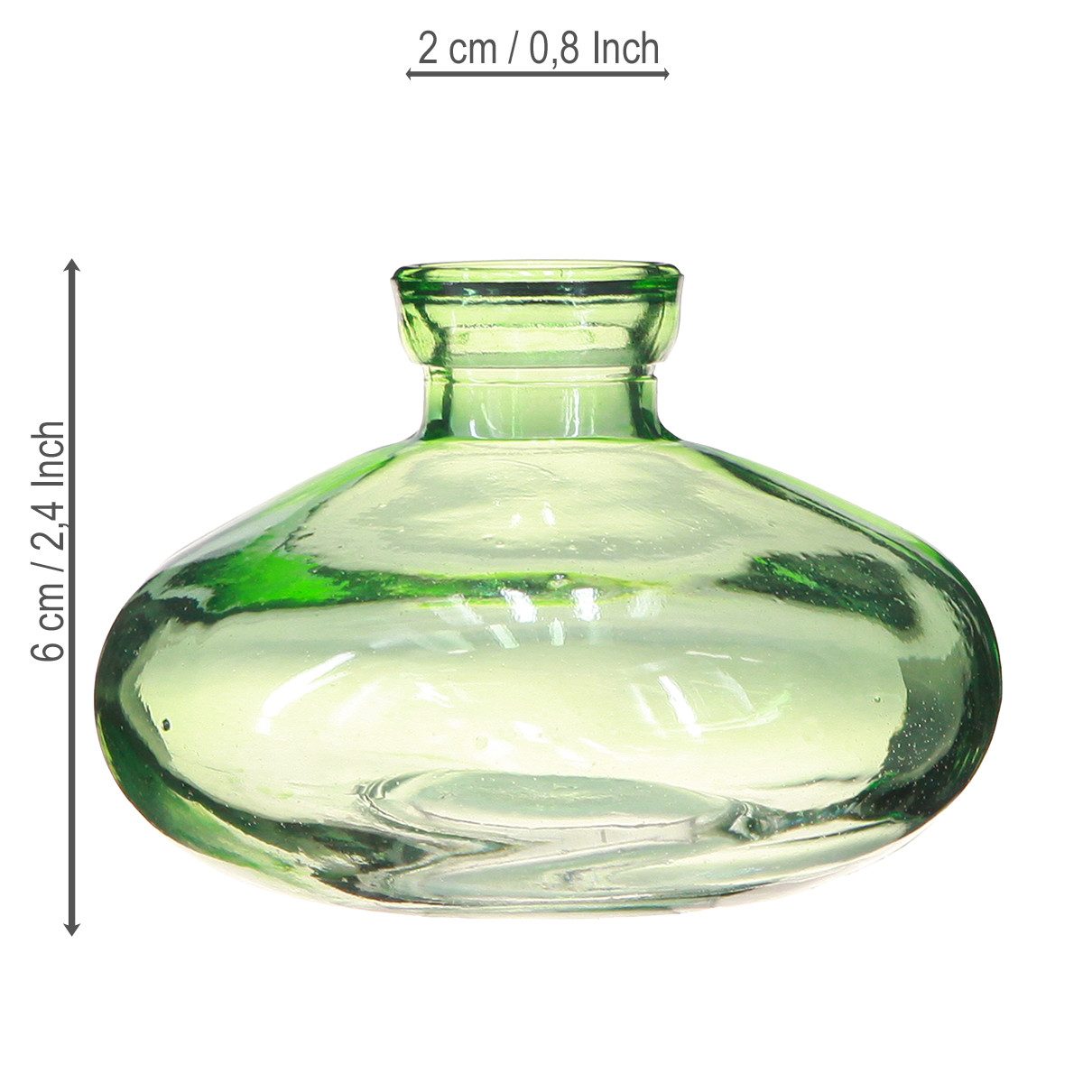 Florists Products Tischvase Glasvase Grün Bauchig Ø9cm H6cm 6er Set Dekovase Tischdeko, 6 Stück