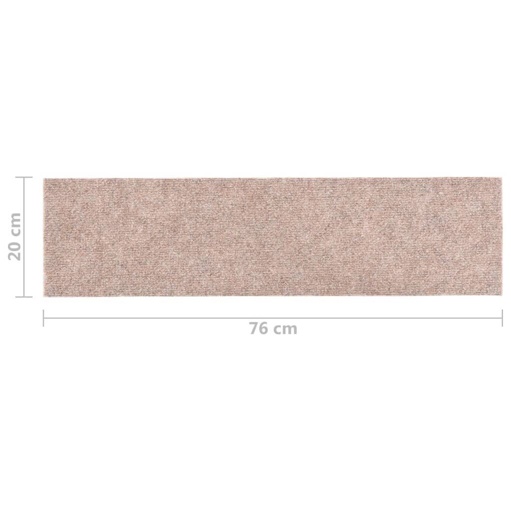 Stk vidaXL, Hellbraun, Höhe: Treppenmatten 76x20 Stufenmatte Selbstklebende 15 20 mm cm