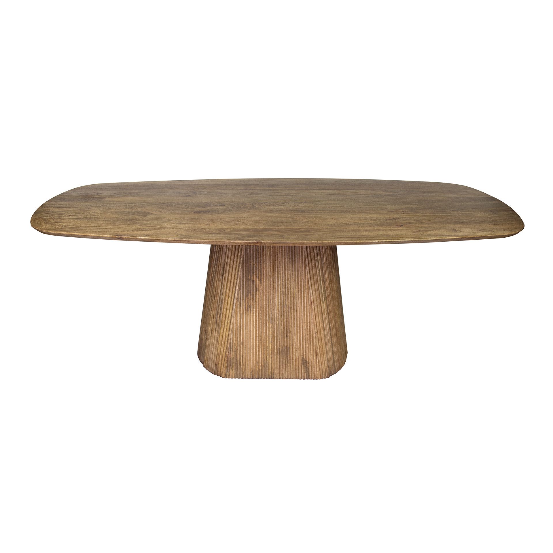 alesvelt Esstisch Aurelio Sand Dänisch-Ovaler Design Tisch mit Rillen-Säule (1-Stück), 215x105x77h cm