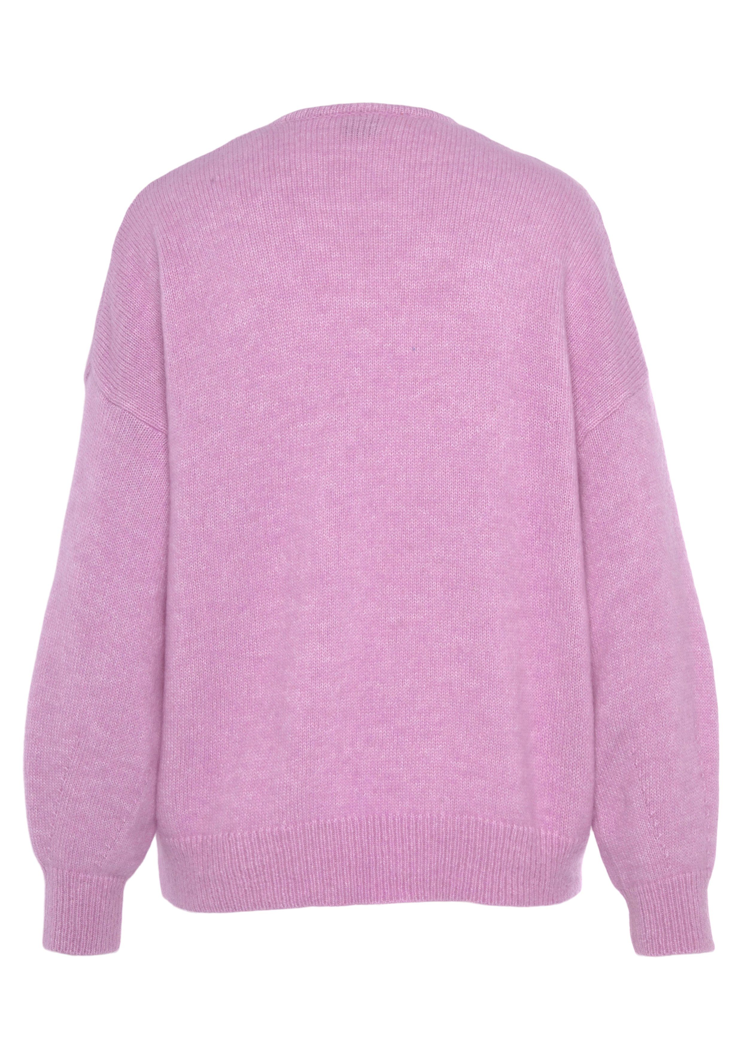 BOSS ORANGE Strickpullover C_Fondiala Wolle Mix - Light/Pastel_Pink hochwertigem & Alpaka aus Wärmeregulierend