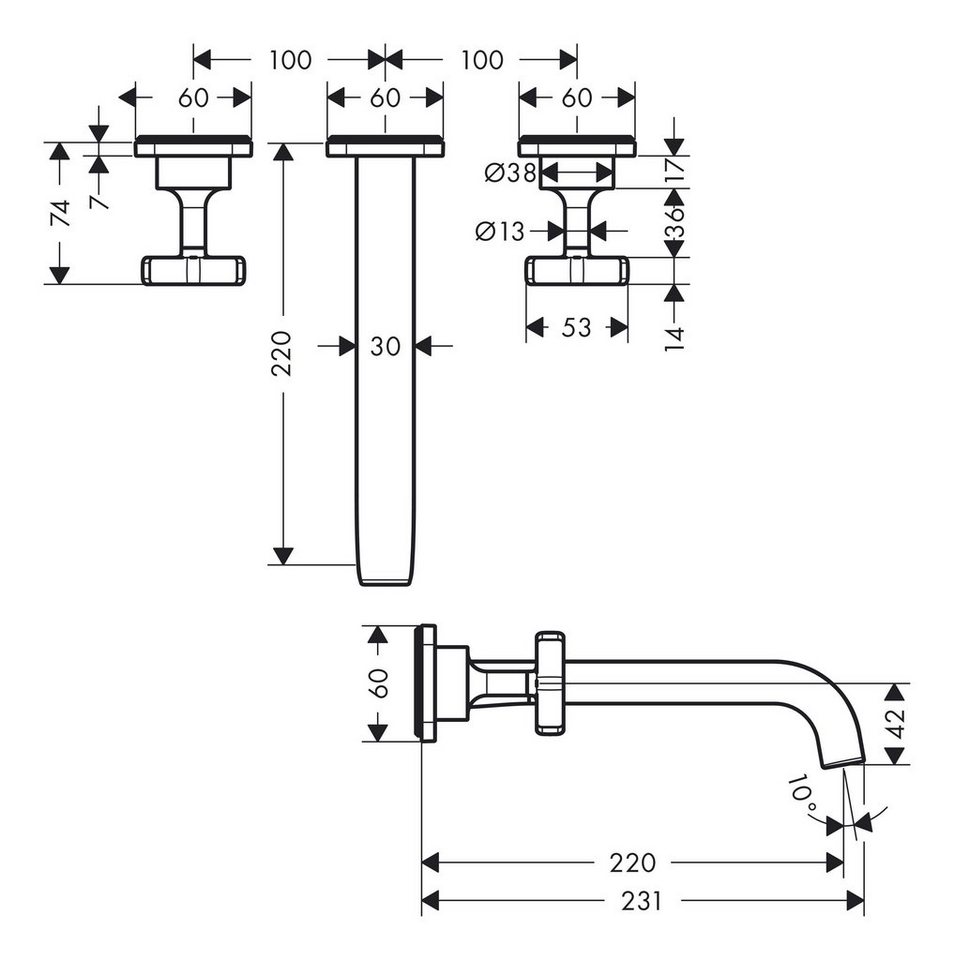 Thumbnail - hansgrohe Unterputzarmatur Axor Citterio E 3-Loch Waschtischarmatur Unterputz