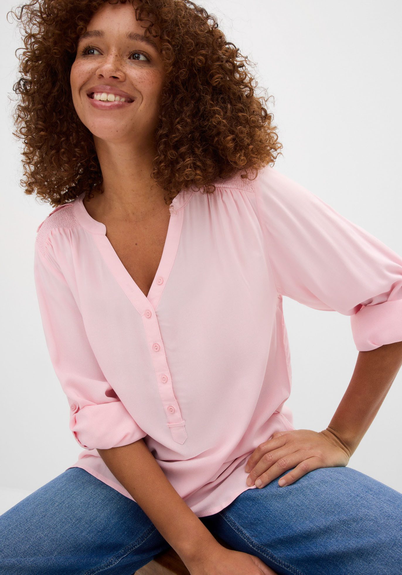 bonprix Tunika Casual Stil, Regular Fit, mit Rundsaum, mit Knopfleiste