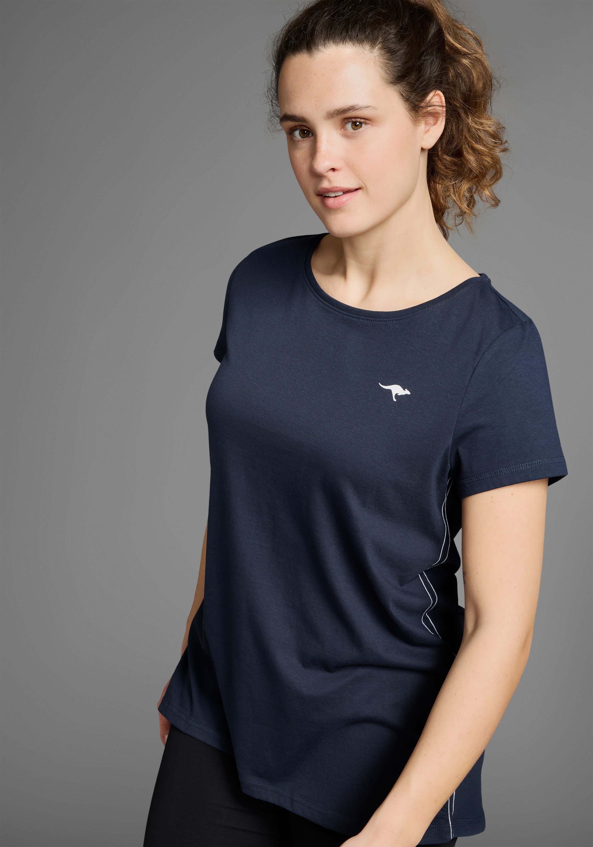 KangaROOS Longshirt (2er-Pack) Kurzarm, figurumschmeichelnde Passform, große Größen