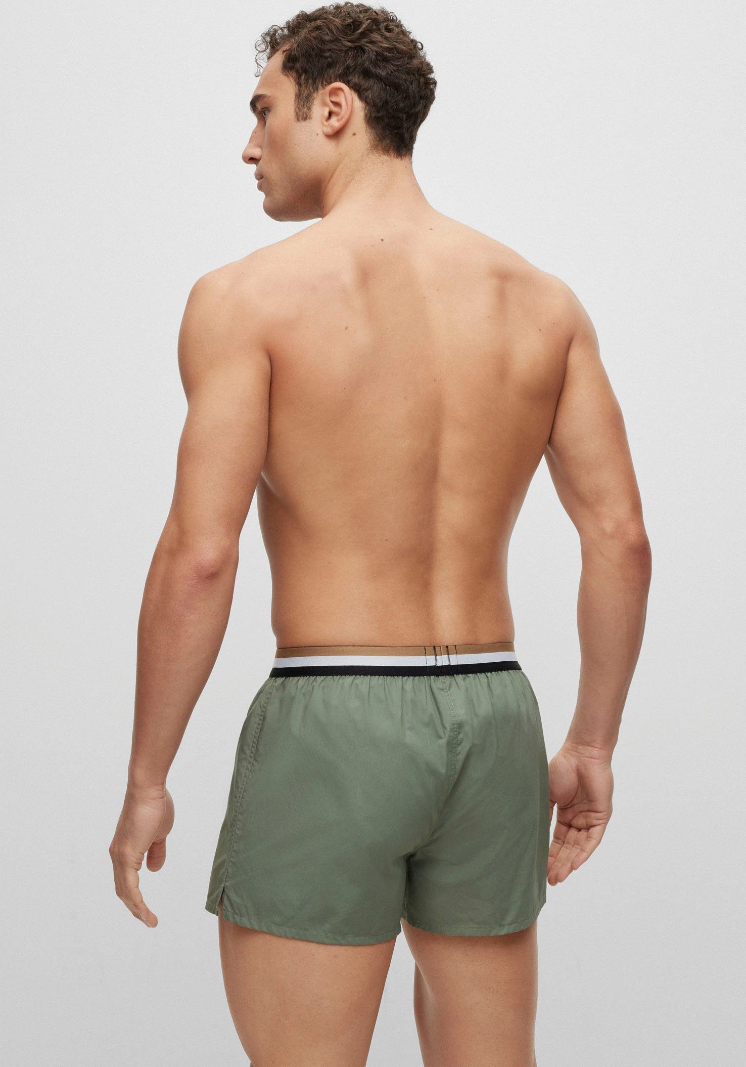 mit Bund Open gestreiftem BOSS Boxershorts Green