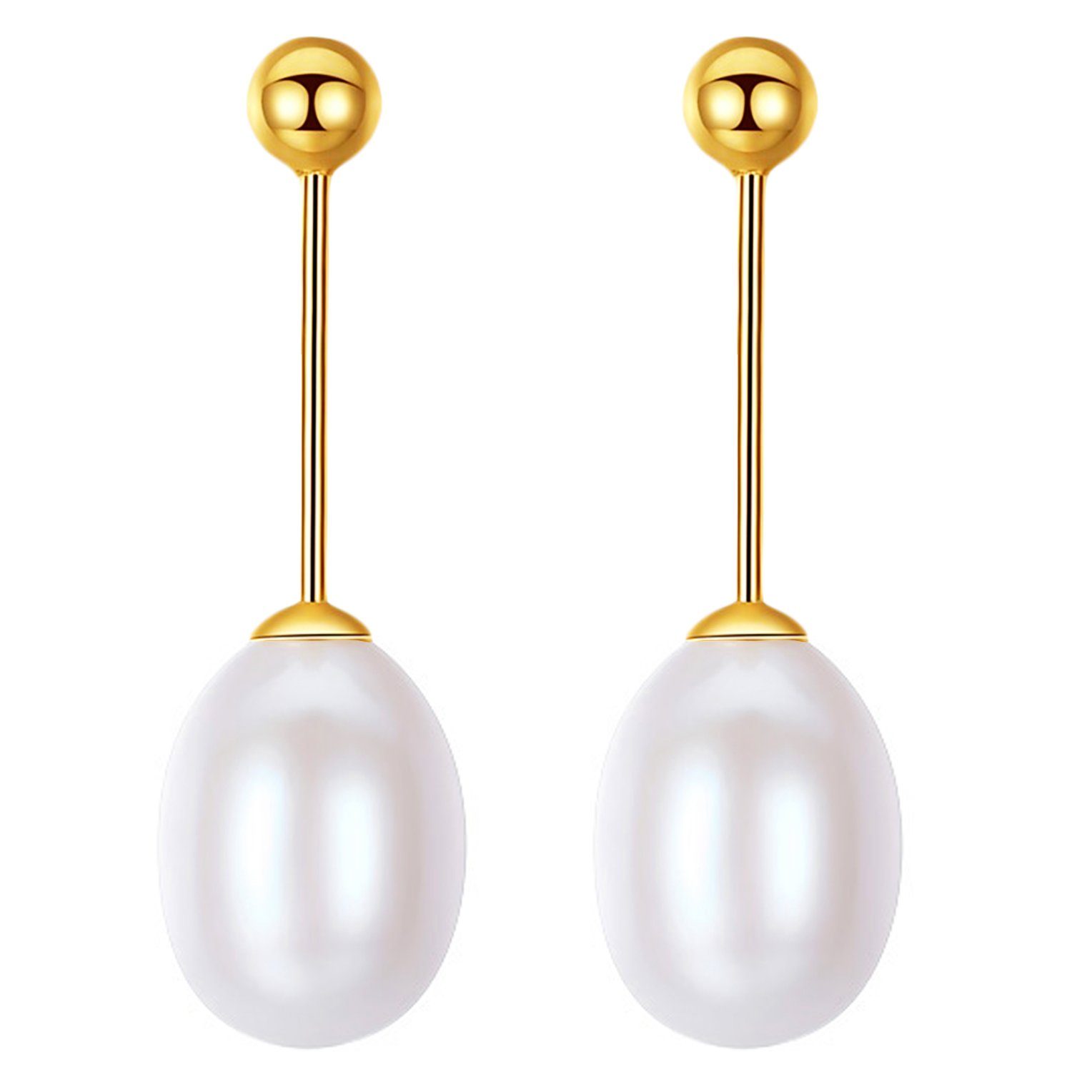 LÖB Perlenohrringe 925 Silber Gold Ohrringe Hängend Zuchtperlen Tropfen Anhänger weiß (Geschenke für Frauen Damen Beste Freundin Mutter Mama Ehefrau Oma sie zum Geburtstag Schmuck Sommer, Inkl. Schmuckbox), Damen Ohrstecker Perlenohrringe vergoldet Perlen Brautschmuck weiß