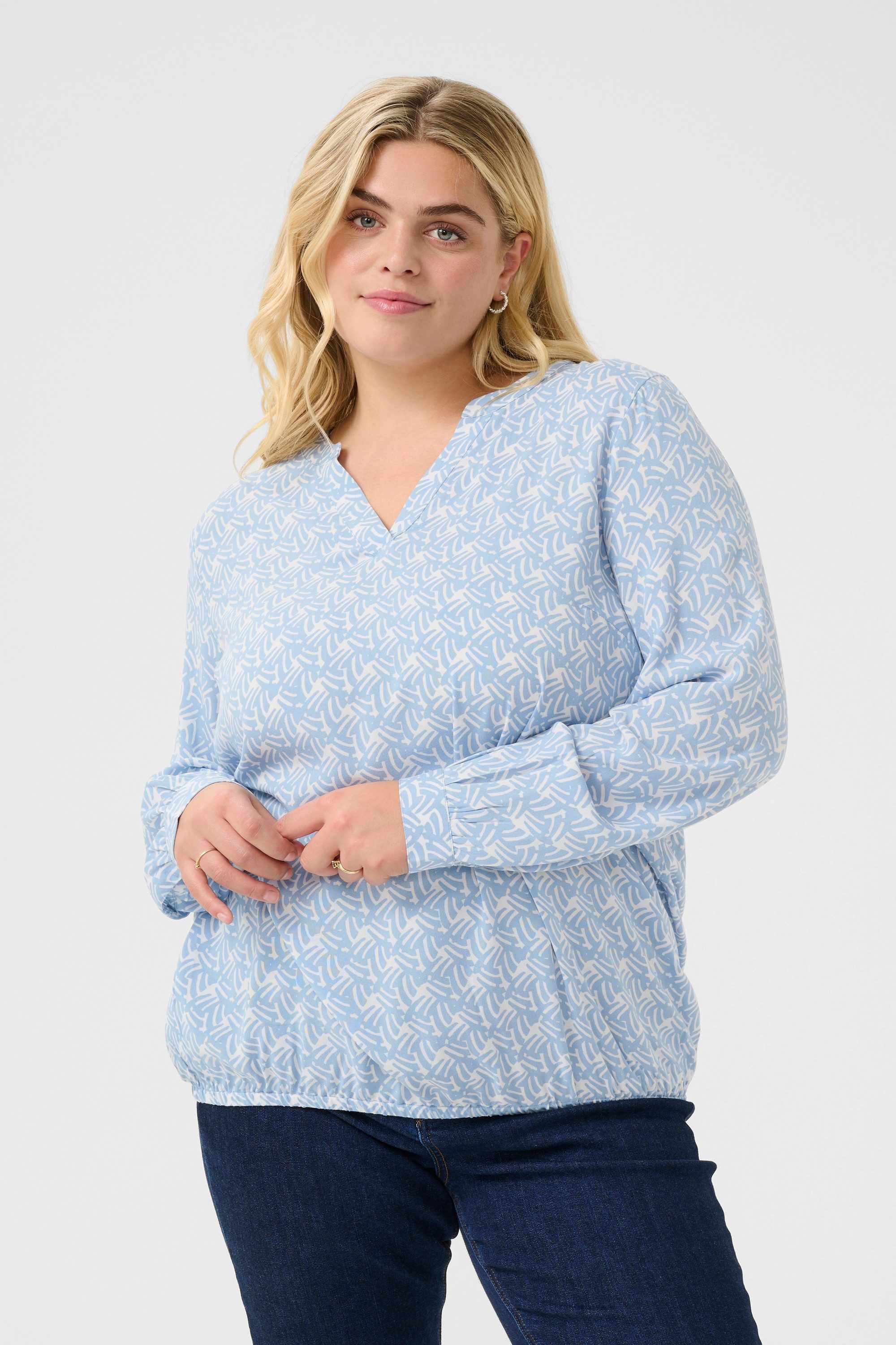 KAFFE Curve Langarmbluse Langarm-Bluse KCdiana Große Größen