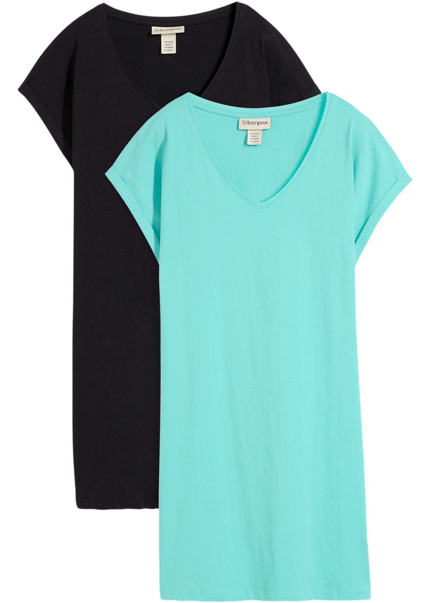 bonprix Shirtkleid (Packung, 2-tlg) für Frühling und Sommer, aus reiner Bau günstig online kaufen