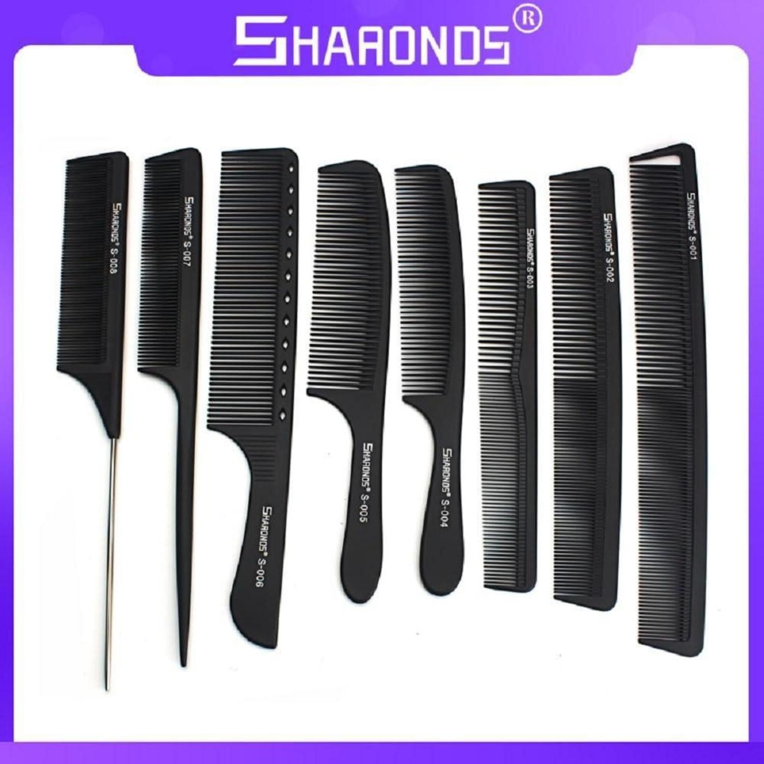 LuxusKollektion Schneidekamm Professionelles Hitzebeständiges Carbon Comb Set in Weiß/Schwarz
