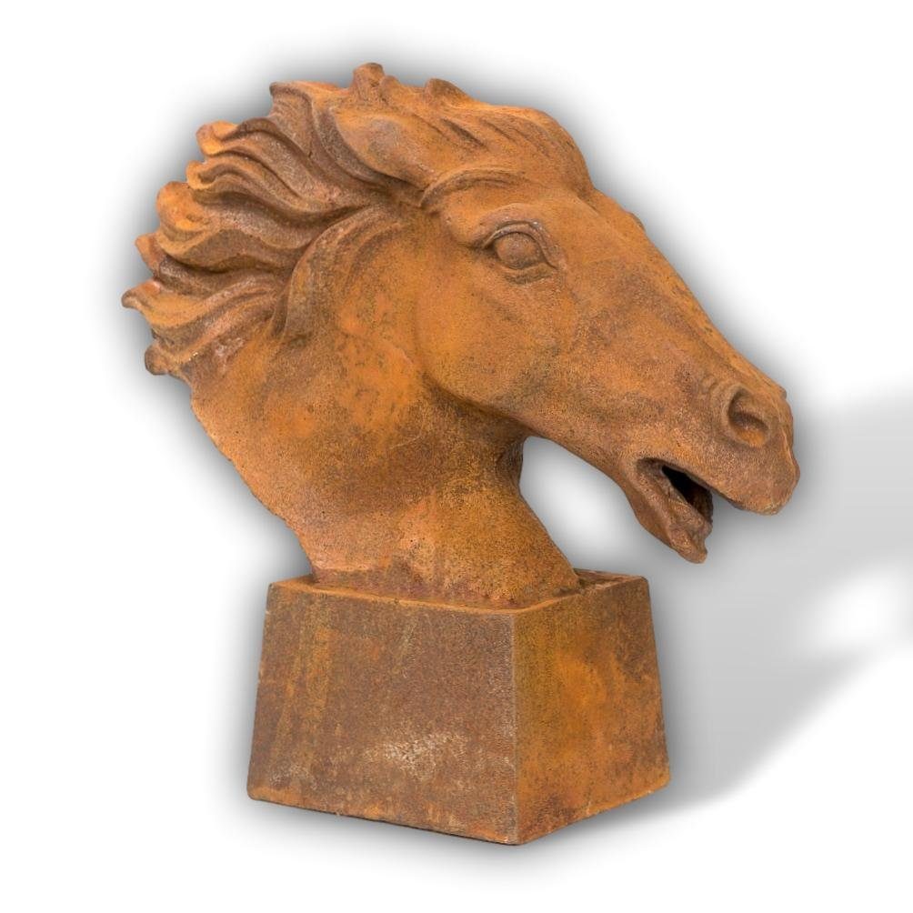 Büste Gartenfigur Eisen Pferdekopf sculpture iron 20kg horse Aubaho Skulptur Pferd Figur