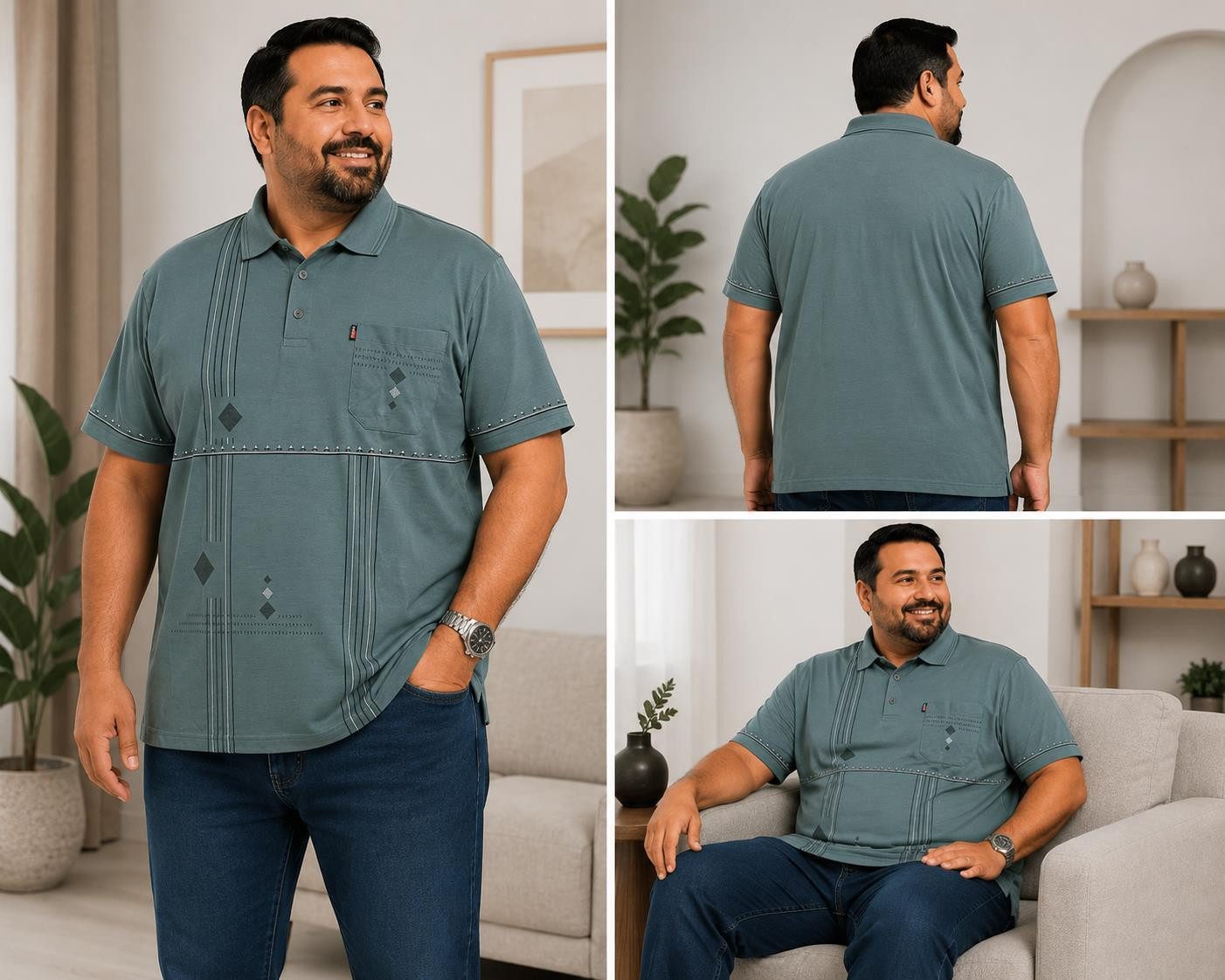 EloModa Poloshirt Herren Poloshirt 3XL 4XL 5XL mit Brusttasche Kurzarm Baumwolle Polyest (1-tlg) Herren Poloshirt mit Brusttasche 3XL bis 5XL