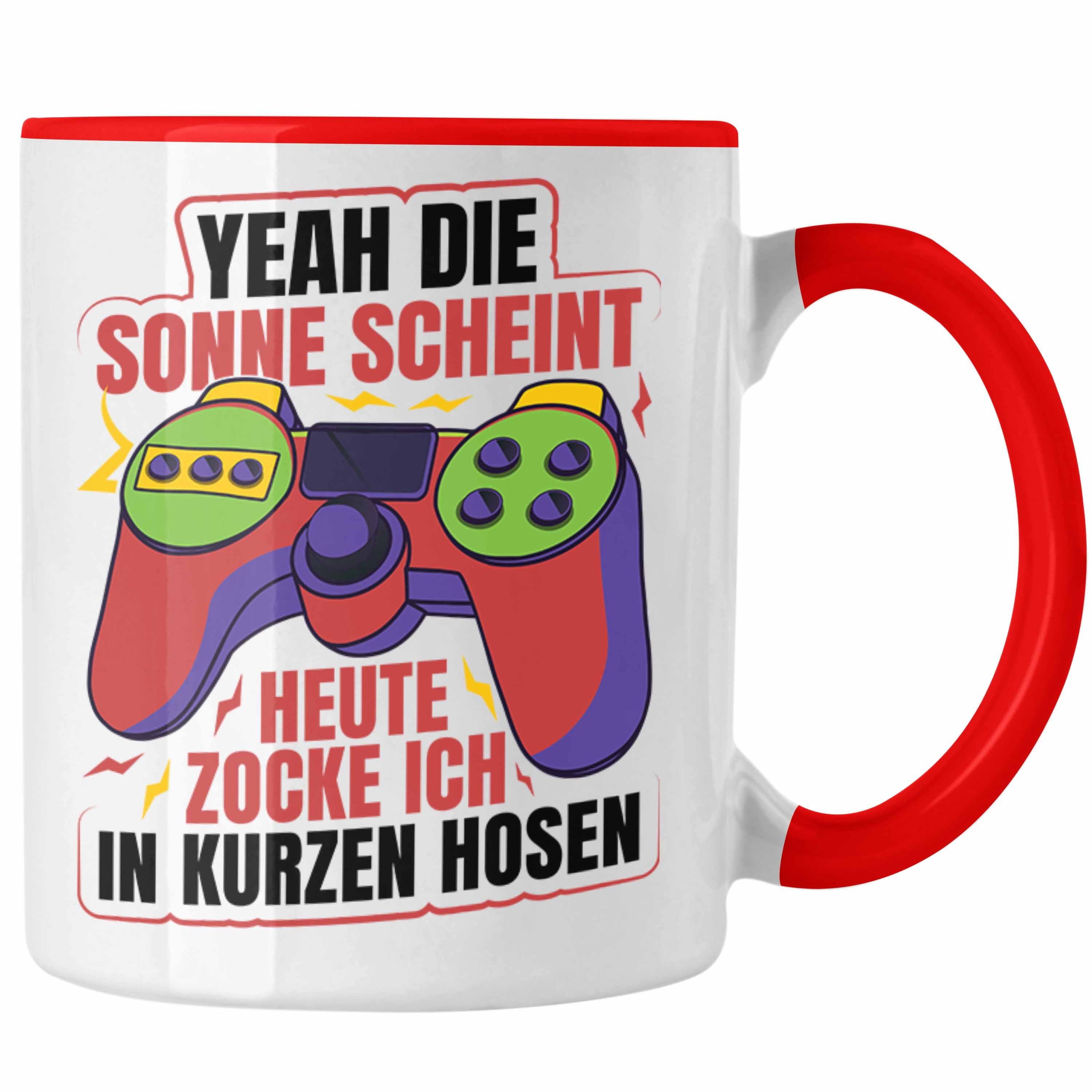 Geschenk Rot Lustige Zocker Trendation Gamer Die Sonne Gamer Tasse Trendation Gamergirl Yeah - Geschenkidee Scheint Geburtstag Tasse