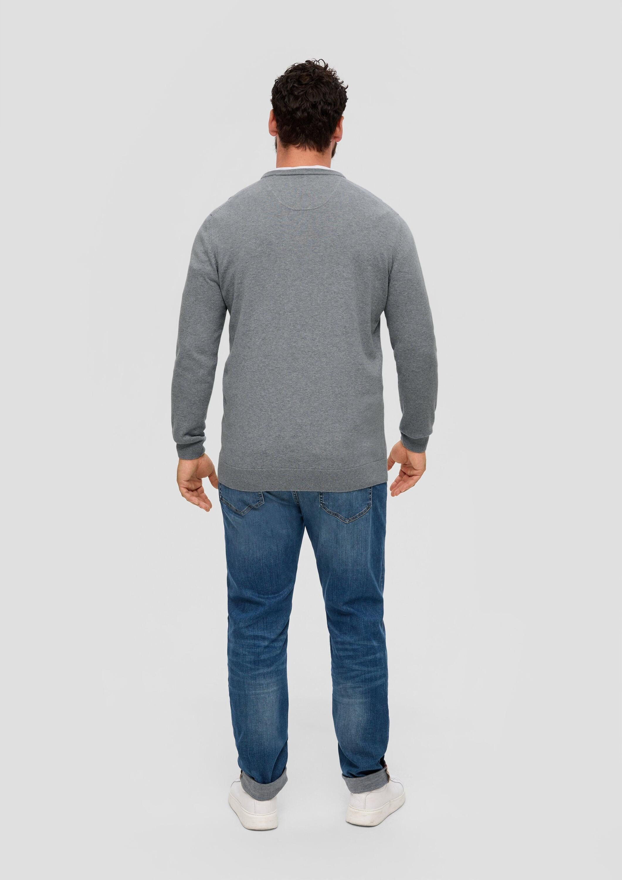 s.Oliver Longpullover Strickpullover Baumwollpullover mit Logo-Stickerei