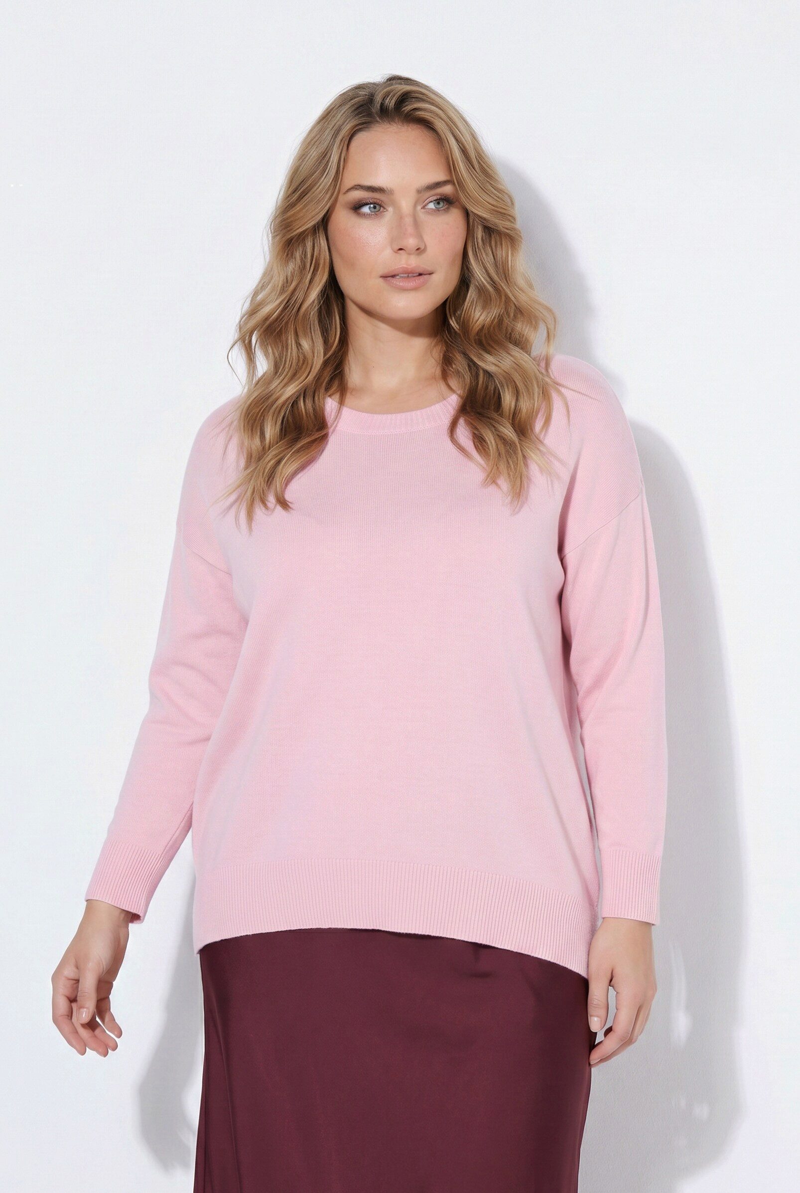 MIAMODA Strickpullover Pullover Loose Fit Rundhals Saum hinten länger.