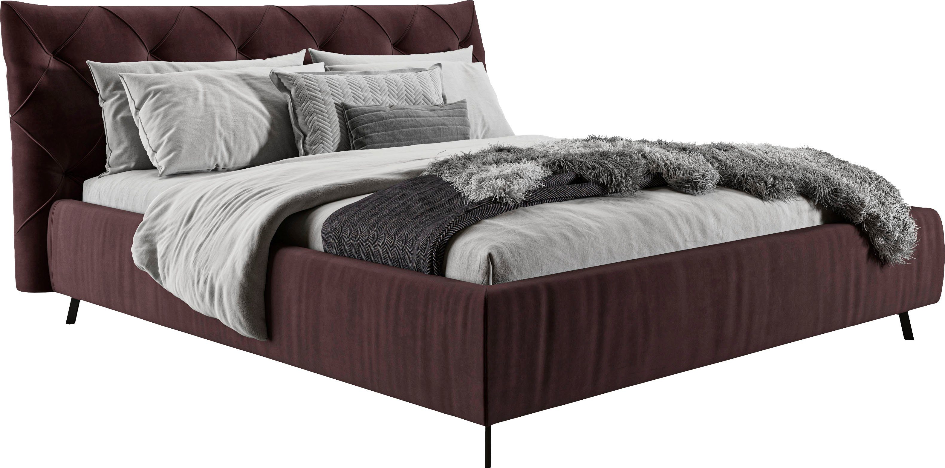 Home affaire Polsterbett Elloree, in 4 Breiten bis 200cm, auch in Leder, Kopfteilhöhe 105 cm, belastbar bis 280 kg, auch in Überlänge 220cm