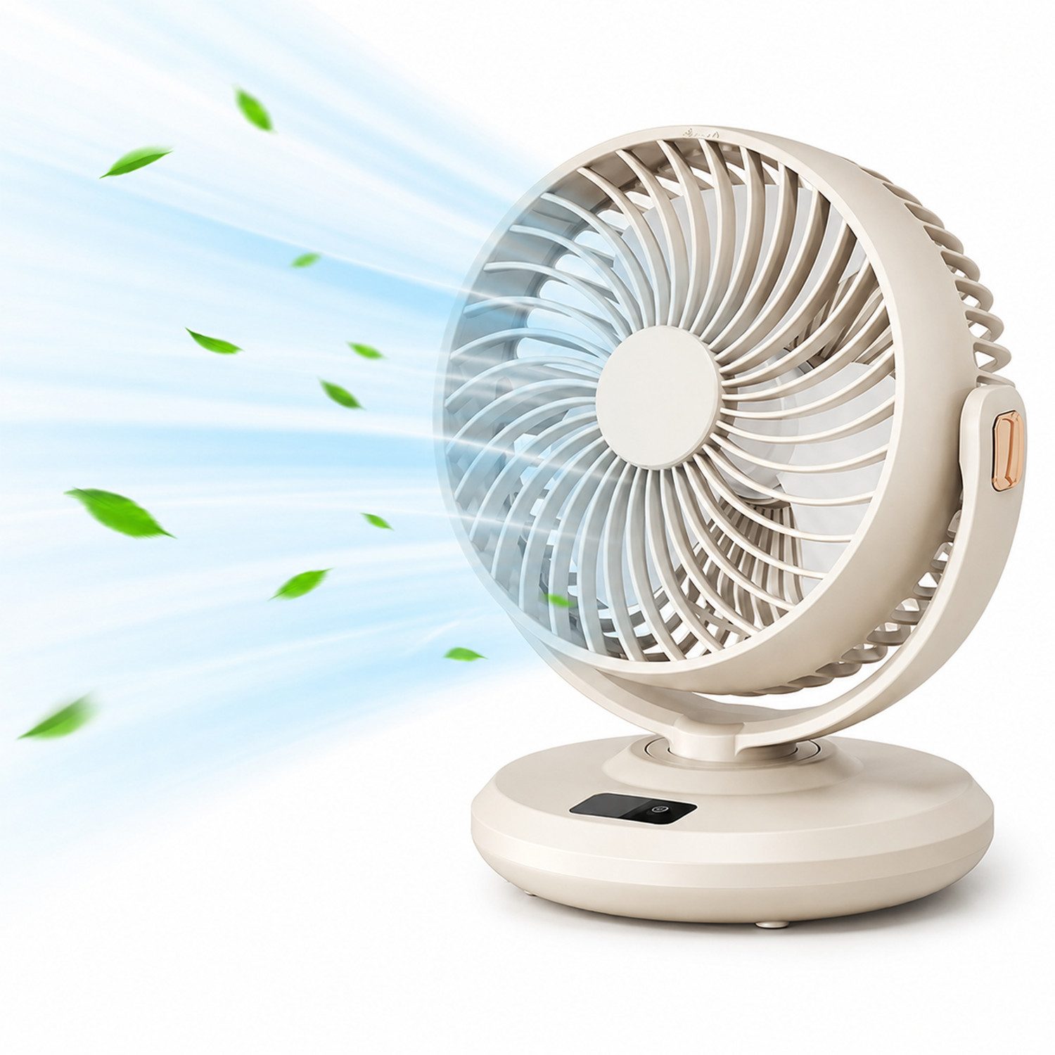 MOPUEA Tischventilator Akku Tischventilator Schwenkbar Mit LED Anzeige 5 Stufen 2 In 1 Design, 90 Grad Schwenkfunktion leiser Betrieb und Akku Nutzung
