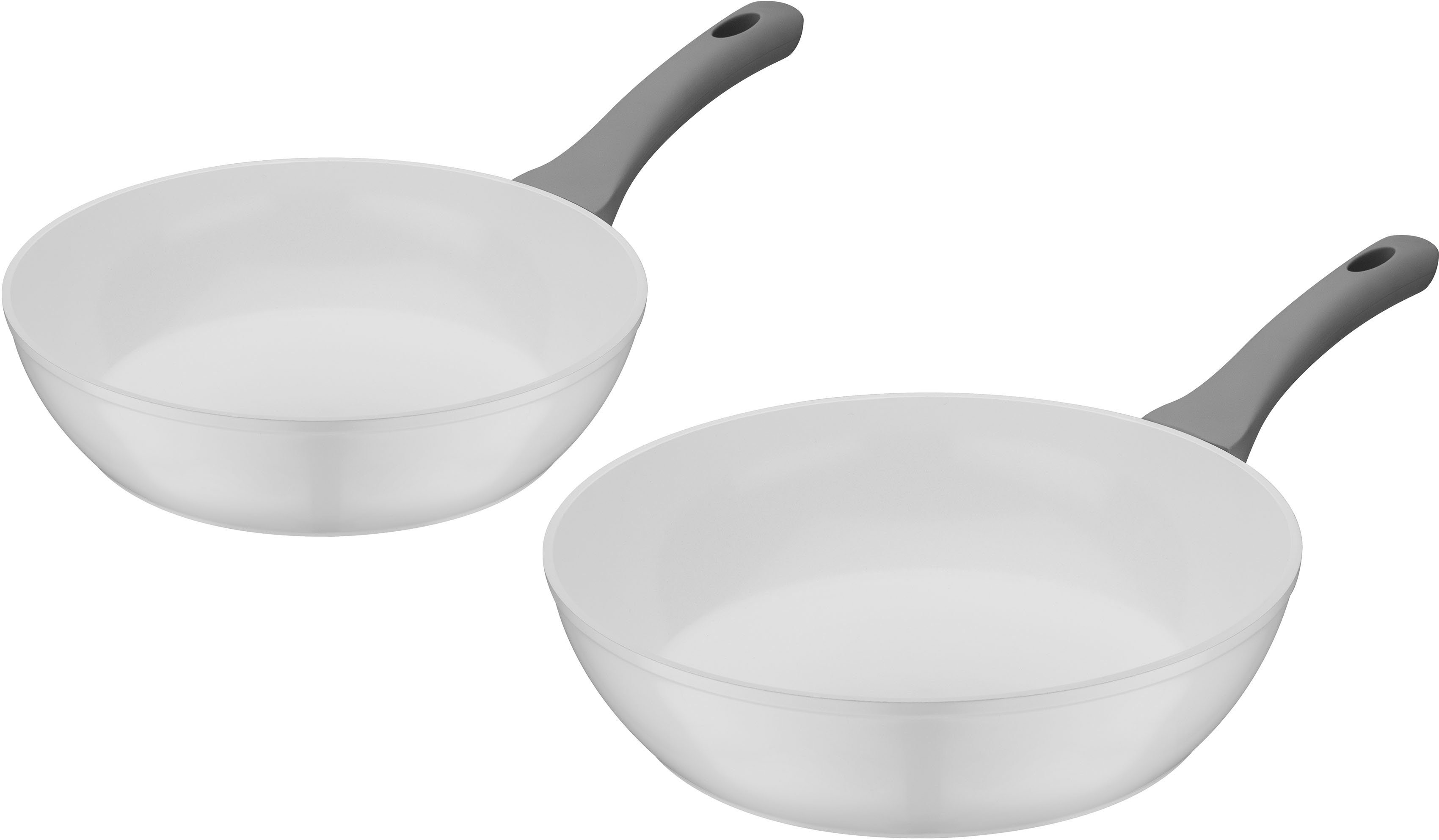 GSW Pfannen-Set Fiona, Aluminium (Set, 2-tlg), weiß, kratzfeste ILAG® CERAMIC-Veredelung, Induktion, 24/28 cm