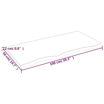 furnicato Tischplatte Dunkelbraun 100x50x2 cm Massivholz Eiche Behandelt