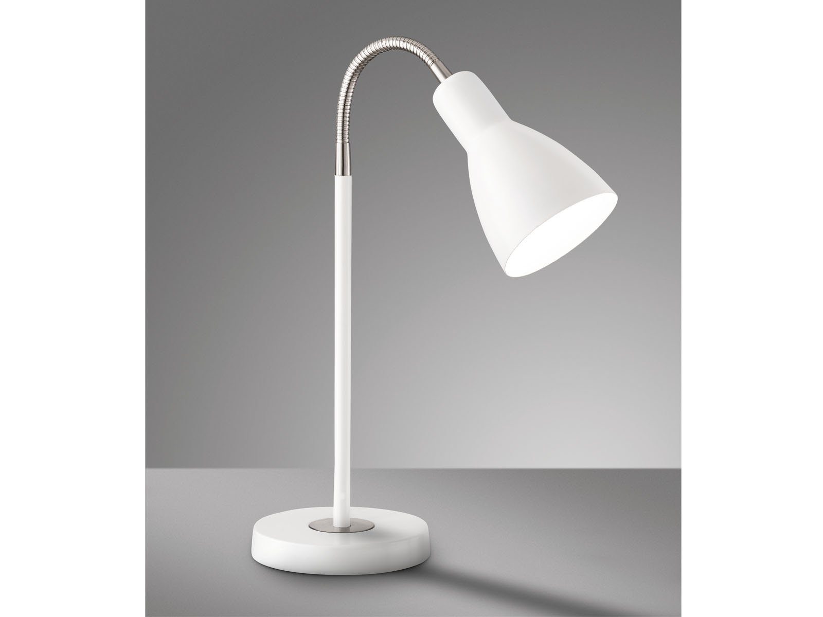 LED Tisch Lampe Metall flexibler Arm Schirm grau Innen Raum Leuchte Beleuchtung 