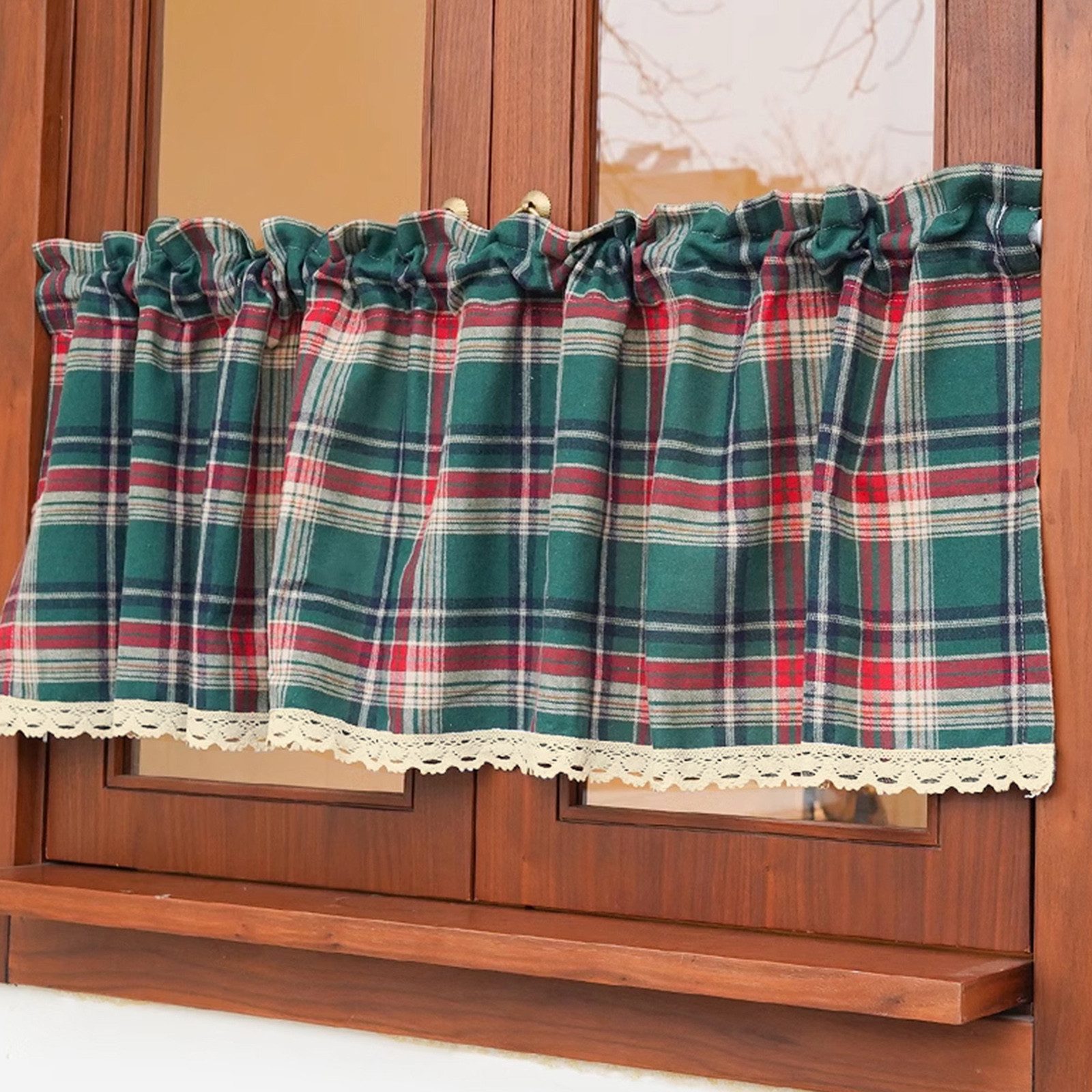 Jibenhome Scheibengardine Weihnachtsvorhang Kurzer Vorhang, Boho Kariert mi günstig online kaufen