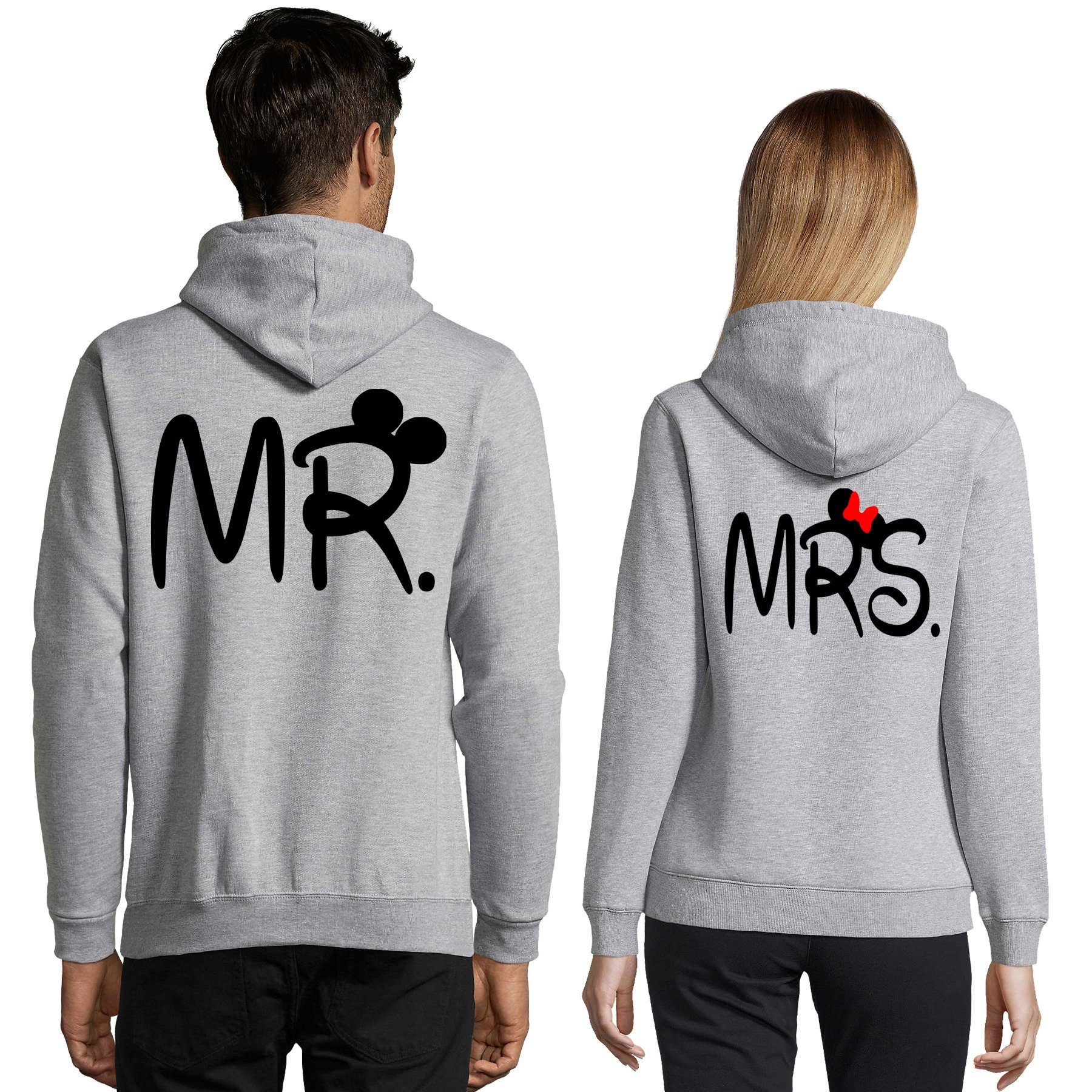 Hoodie Unisex Pullover Mr. Mrs. Mickey Minnie Paar Pärchen Friends