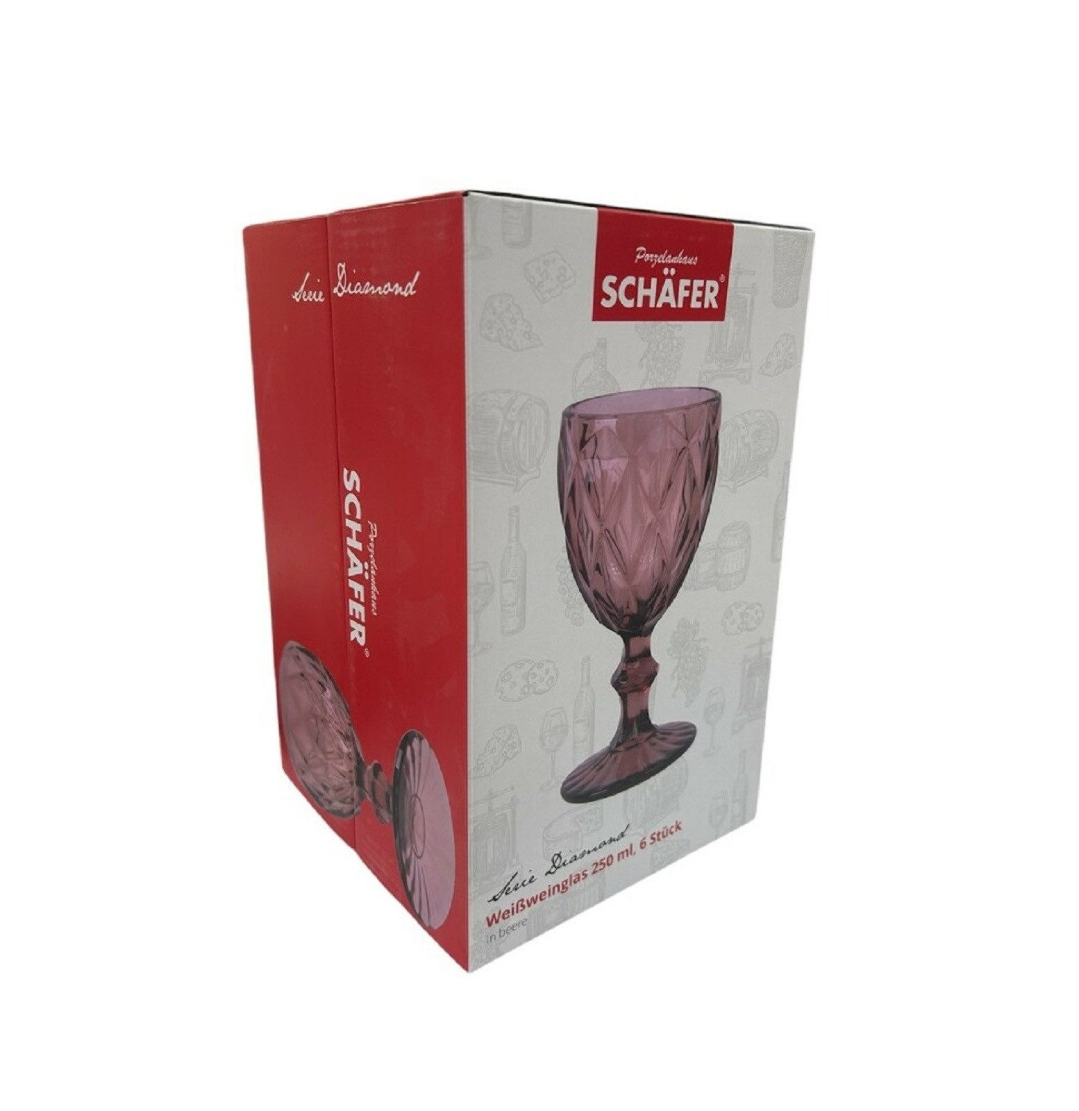 Schäfer Elektronik Gläser-Set Diamond Weingläser – Perfekte 6er Set Weißweingläser mit 250 ml, 6-tlg., 6-teilig, 250 ml