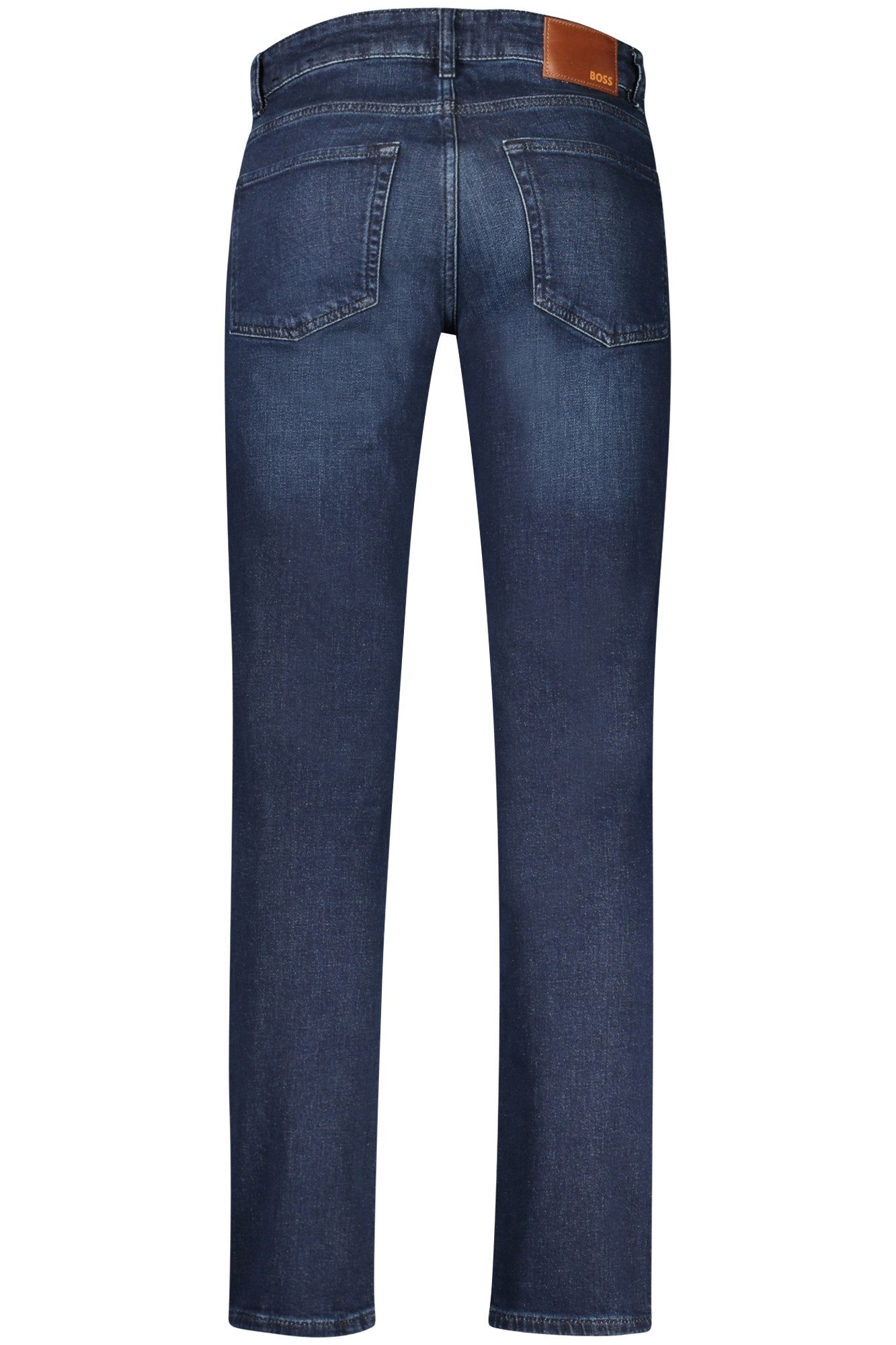 BOSS 5-Pocket-Jeans Zeitlose Herren-Jeans in Blau: Regular Fit mit 5 Taschen und Logo