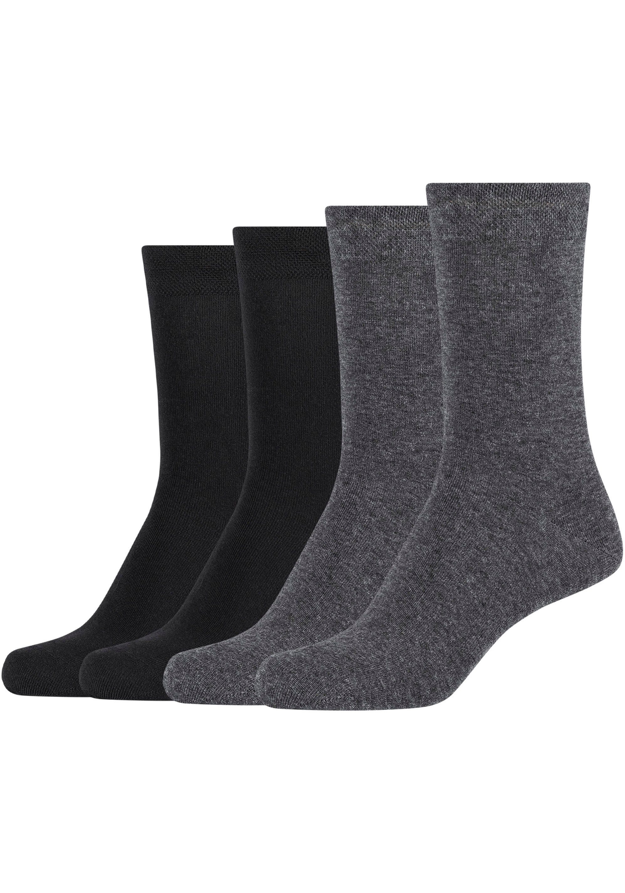 Camano Basicsocken (Set, 4-Paar) Mit weichem Komfortbund ohne Gummidruck dunkelgrau-schwarz