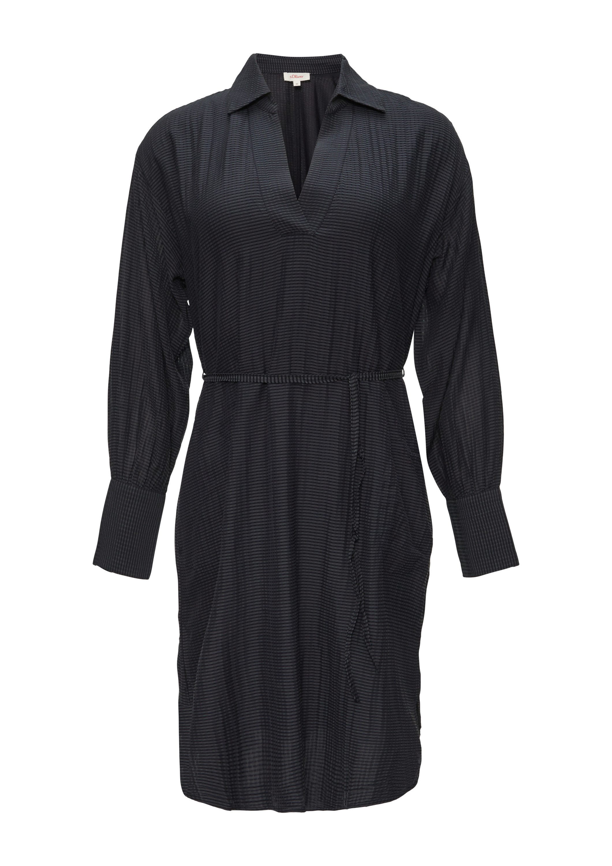 s.Oliver Minikleid Kleid Hemdblusenkleid aus Viskosemix mit Strukturmuster günstig online kaufen