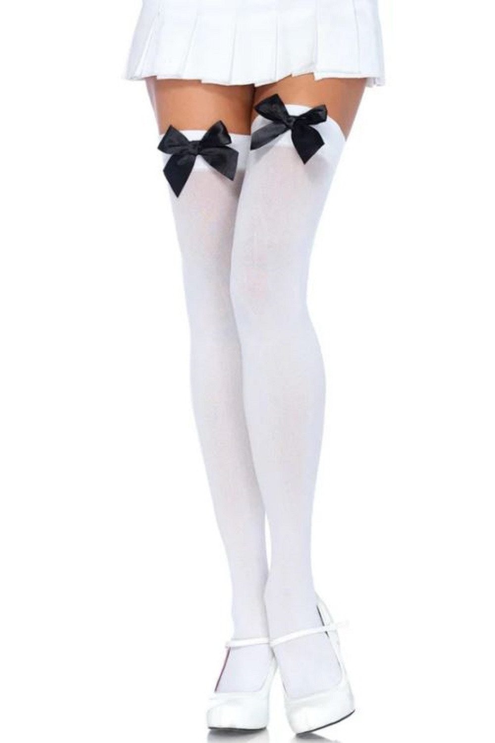 Halterlose Strümpfe Leg Avenue Damen halterlose Strümpfe weiß-schwarz Gr. 36 bis 40