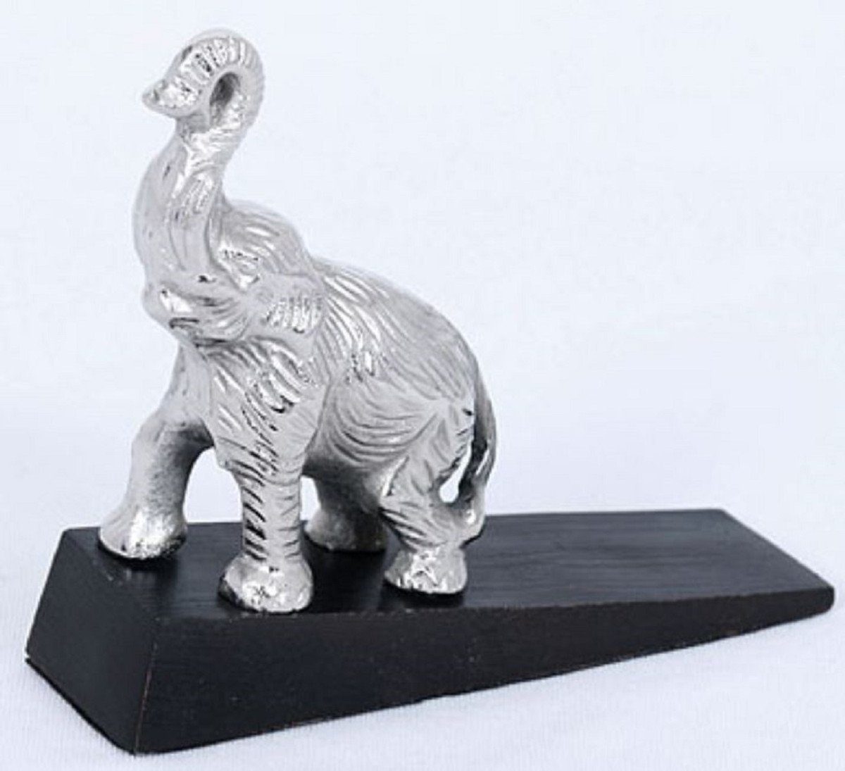 Casa Padrino Dekoobjekt Türstopper Elefant Silber / Schwarz - Luxus Accessoires