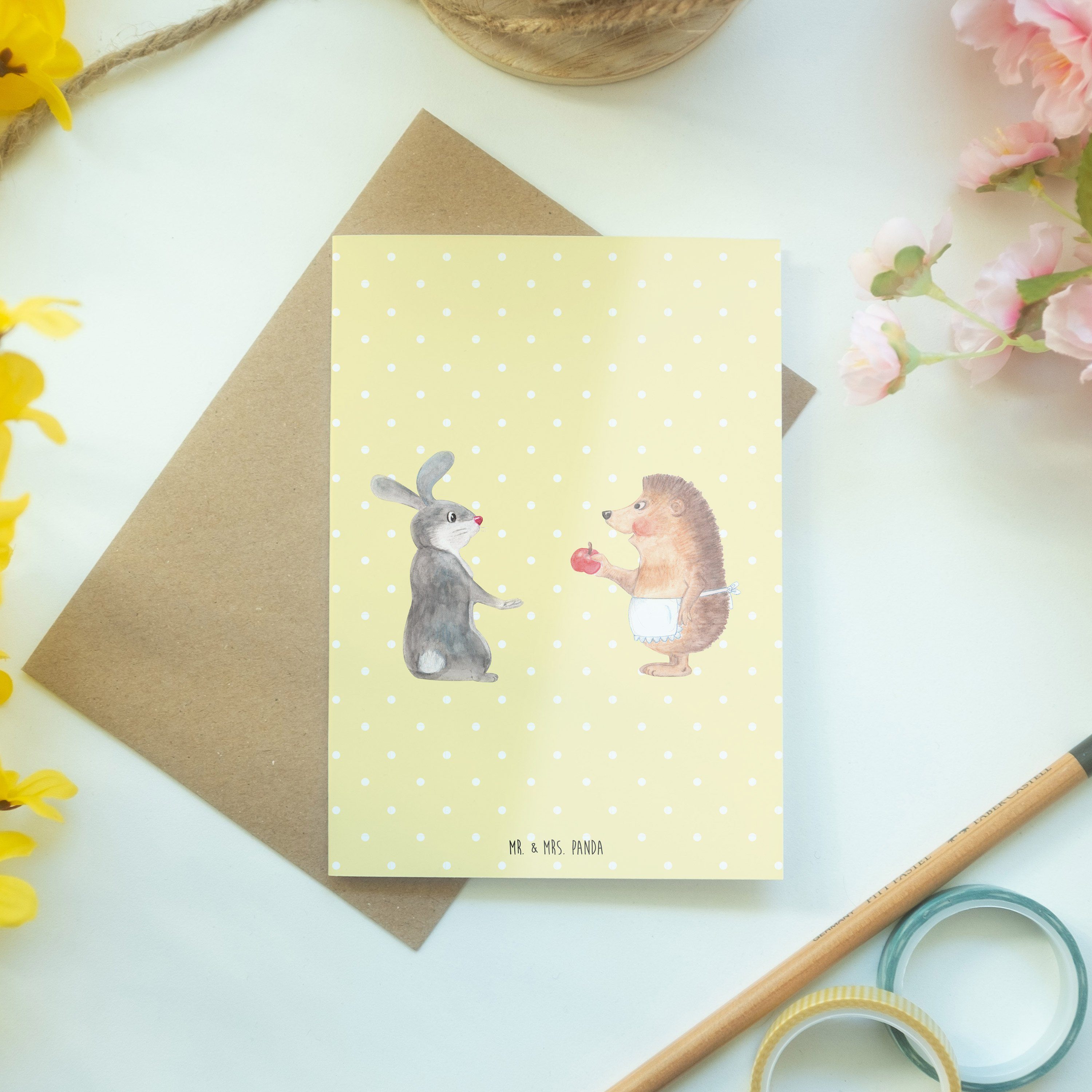 ohne Liebe Pastell Gelb & Panda Glückwunschkart nie Geschenk, Schmerz Mr. Mrs. - Grußkarte - ist