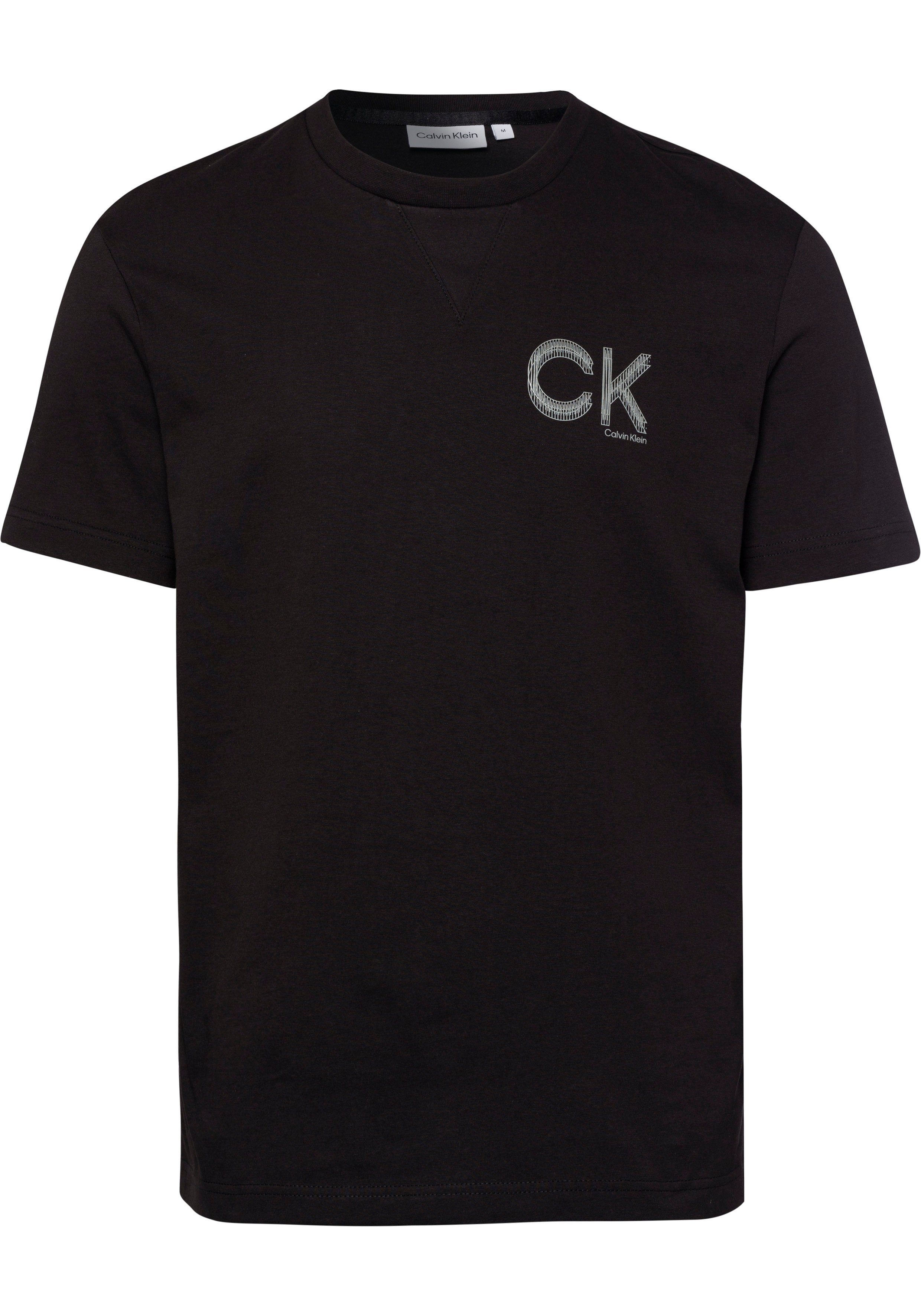 Logodruck CHEST Glanzeffekt gummiertem mit Calvin T-SHIRT dezentem Klein (1-tlg) T-Shirt STRIPED mit LOGO Black Ck