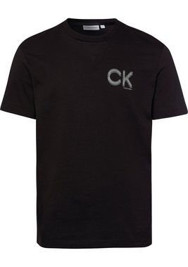 Calvin Klein T-Shirt STRIPED CHEST LOGO T-SHIRT (1-tlg) mit gummiertem Logodruck mit dezentem Glanzeffekt