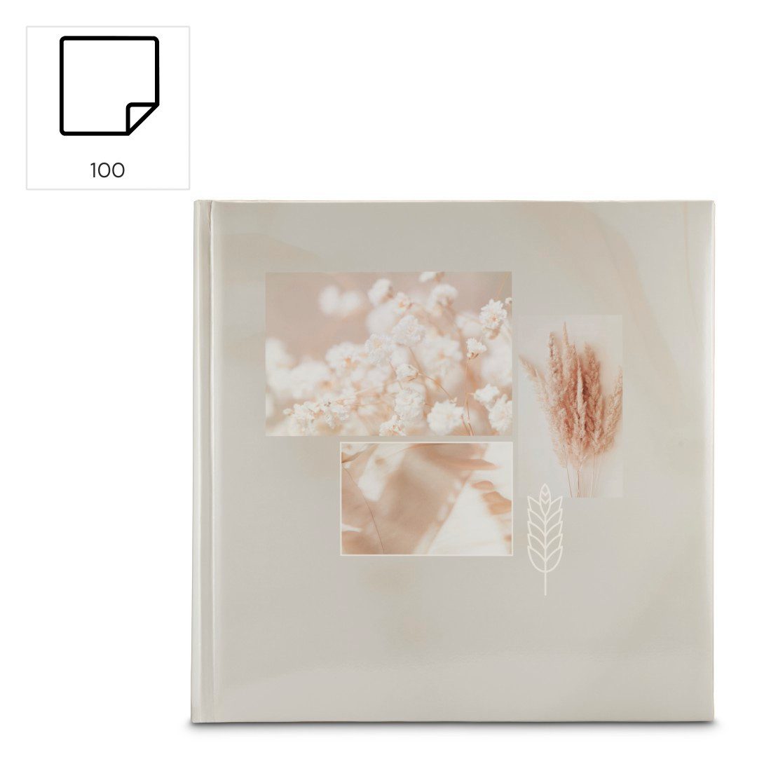 Hama Fotoalbum Fotoalbum Jumbo Bildformat 30x30 cm, 100 weiße Seiten, Cotton, Zum Selber Einkleben, Selbstgestalten, elegantes Design – Bild 2 von 5
