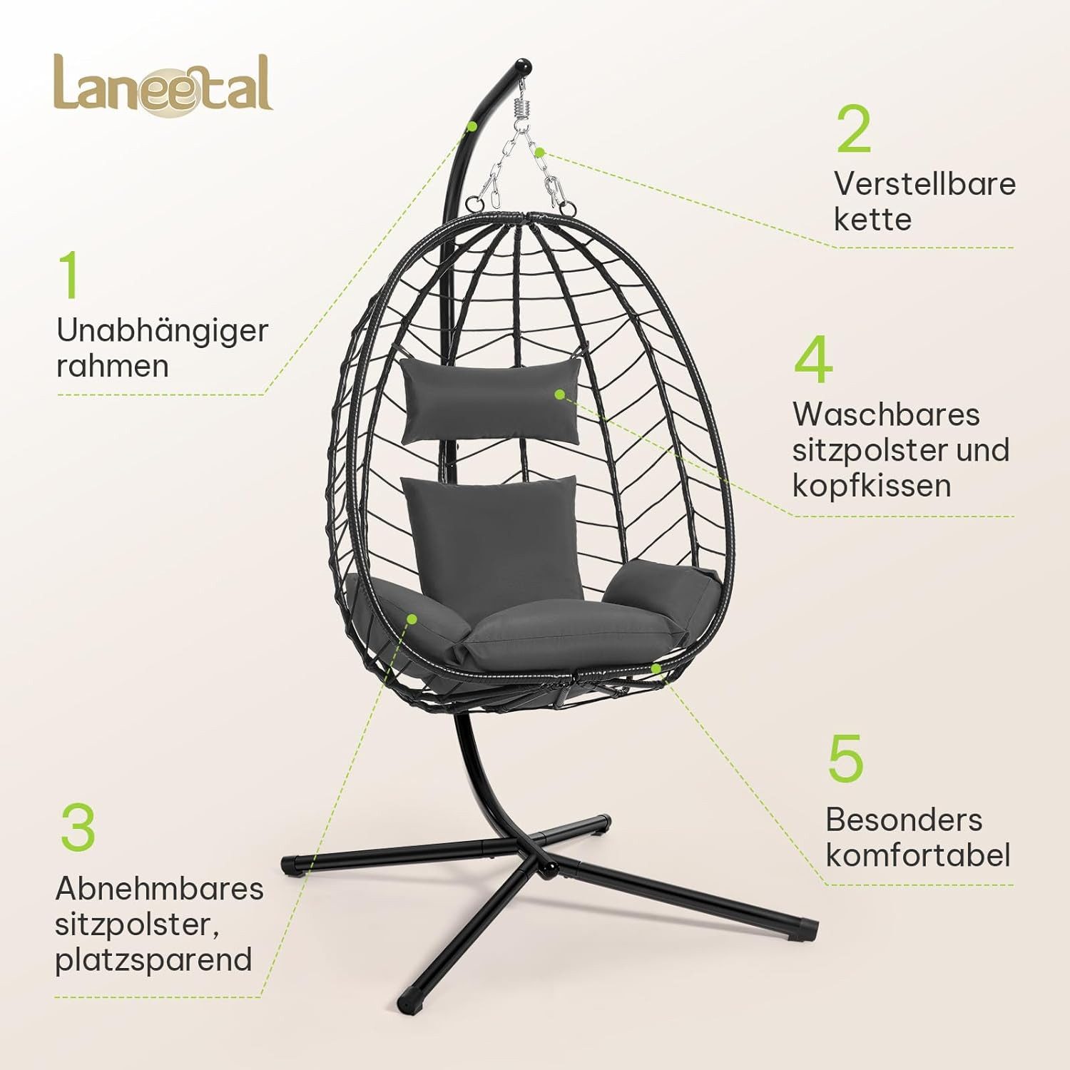 EUGAD Hängesessel (1-St), mit Relaxfunktion
