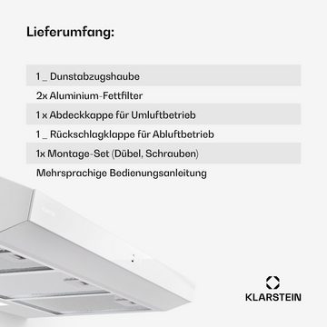 Klarstein Deckenhaube Serie DSM-Contem.Neo 90WH Contempo Neo 90, Dunstabzugshaube Unterbauhaube Abluft Umluft LED