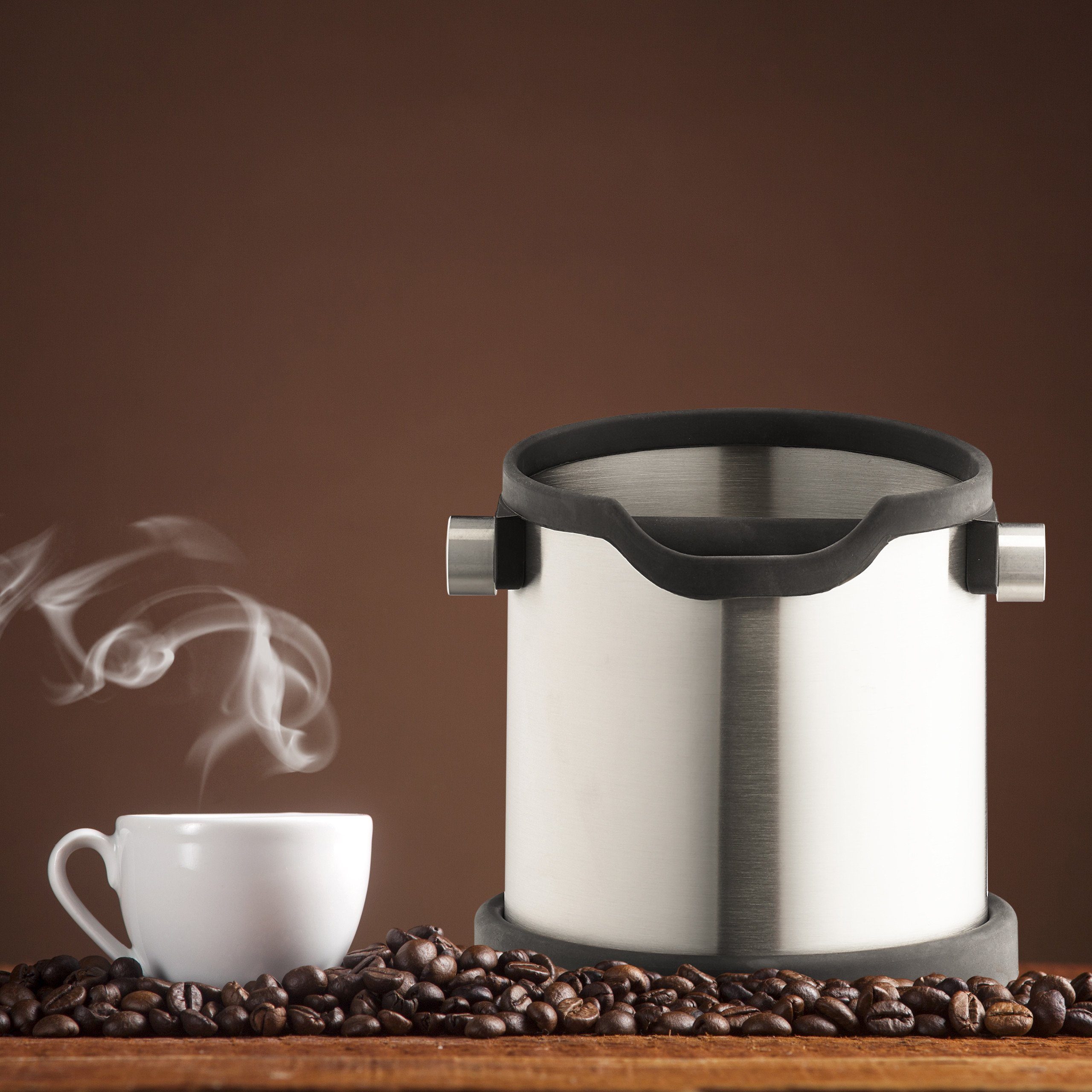 relaxdays Kaffeeservice Abklopfbehälter für Kaffeesatz, Edelstahl