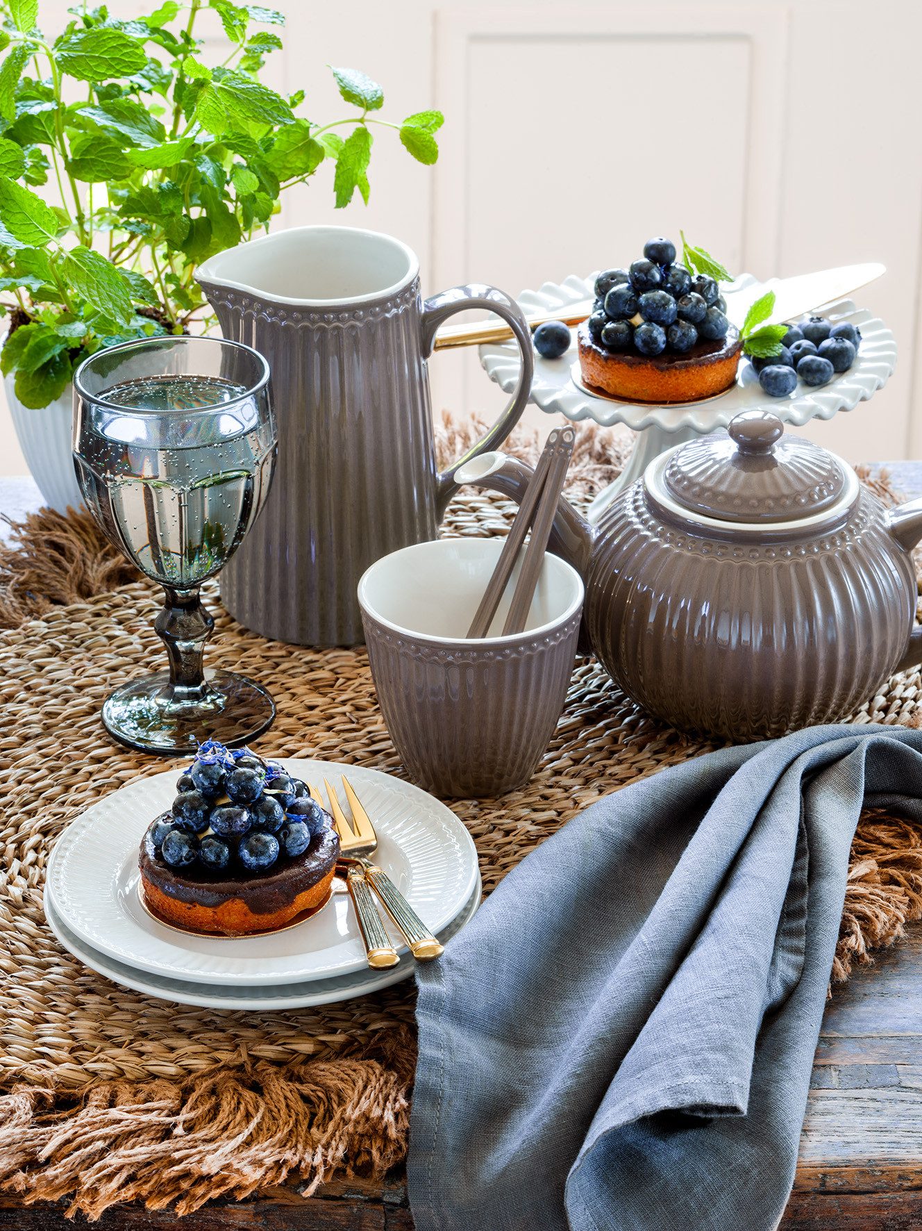 Greengate Teller-Set Alice Speiseteller hazelnut brown 26,5 cm Set6, Steinzeug