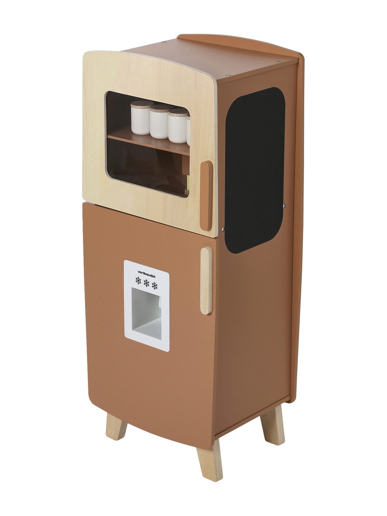 vertbaudet Spielküche Kühlschrank mit Zubehoer Holz, Holz FSC®
