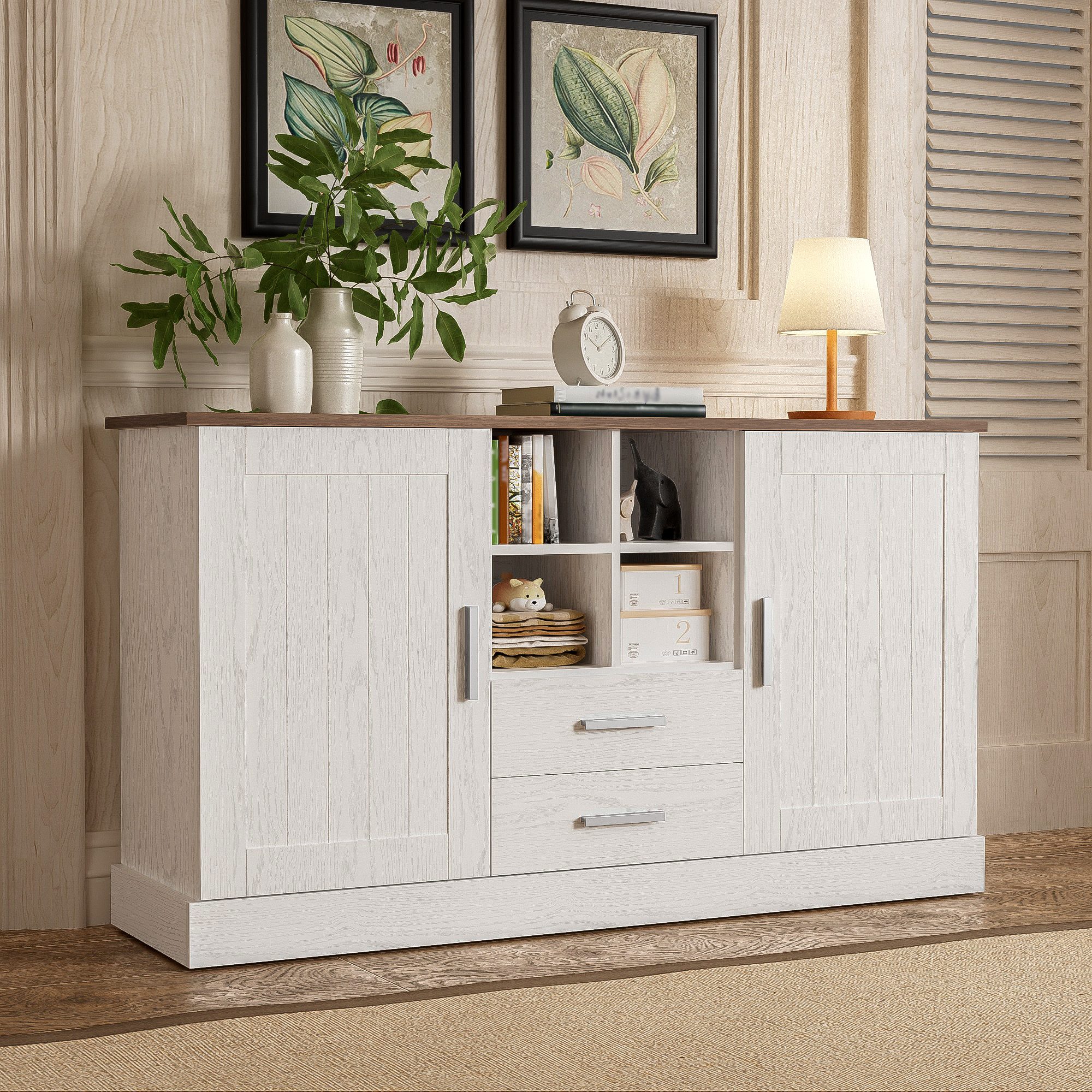 Merax Sideboard Holzoptik (1 St), Kommode mit mit Türen & Schubladen, Breit: 140cm
