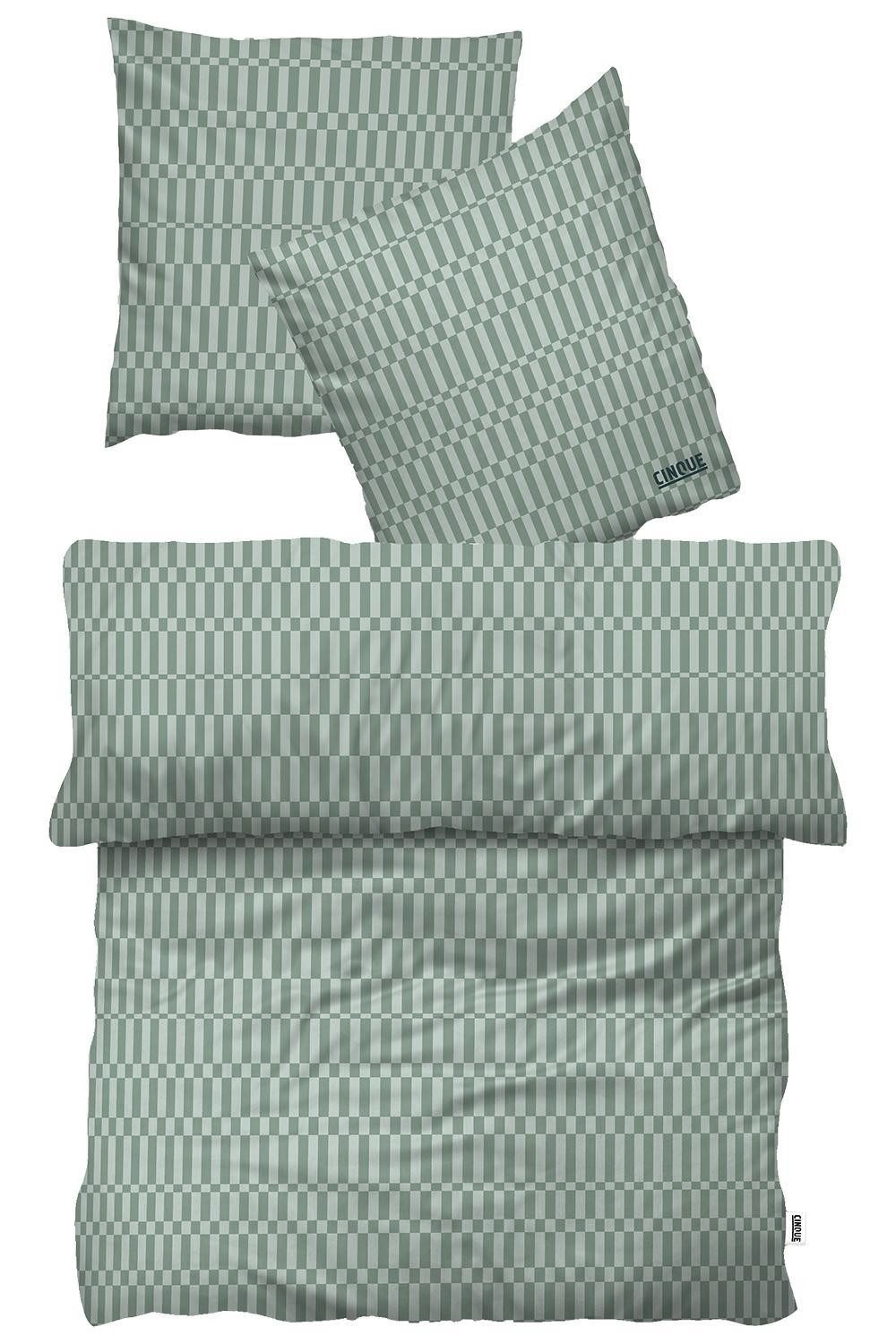Cinque Bettwäsche LINE, Grün, 200 x 200 cm, Reißverschluss, Satin, 100% Baumwolle